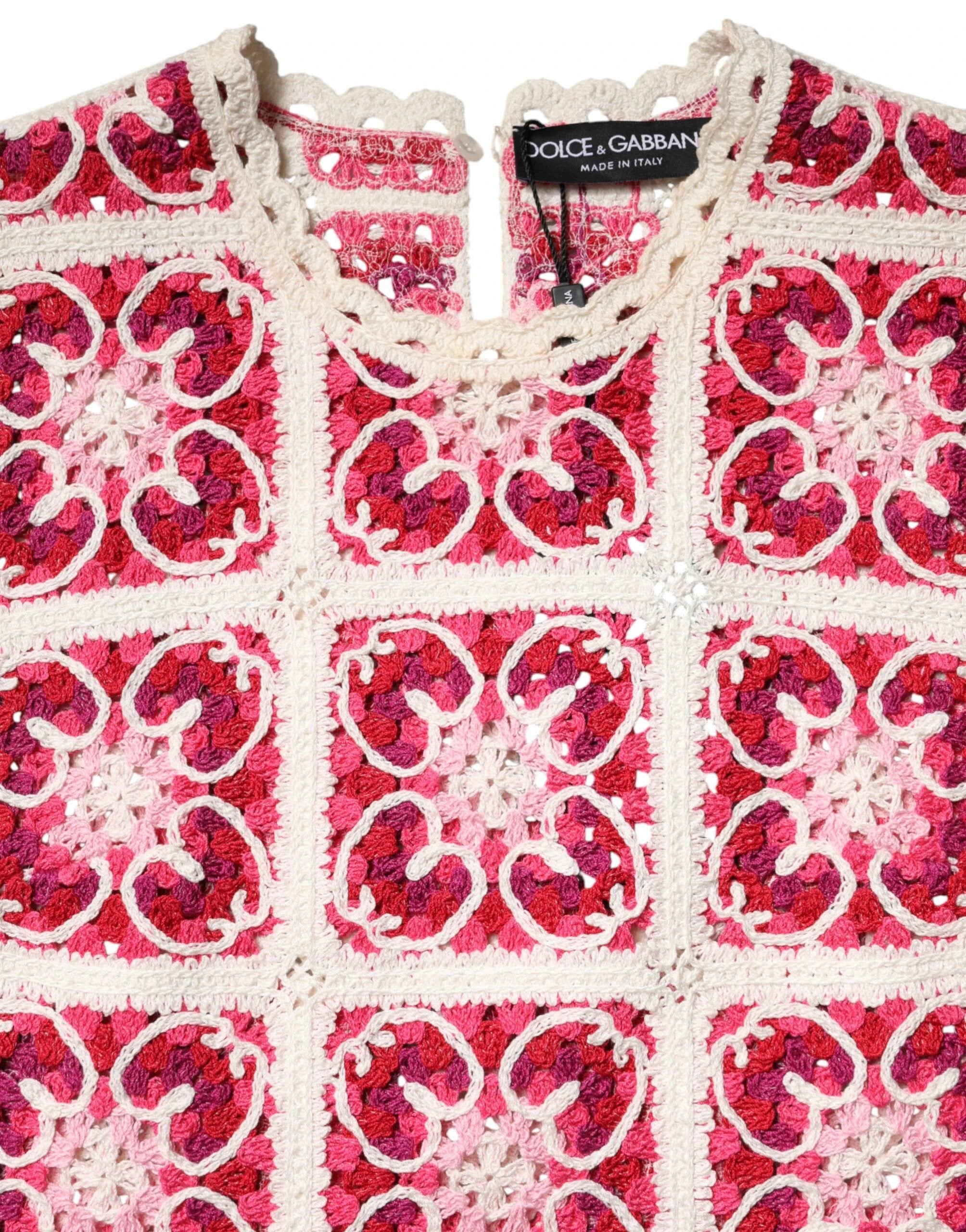 Dolce & Gabbana Multicolor Brick Stitched Crochet Mini Dress by Dolce & Gabbana