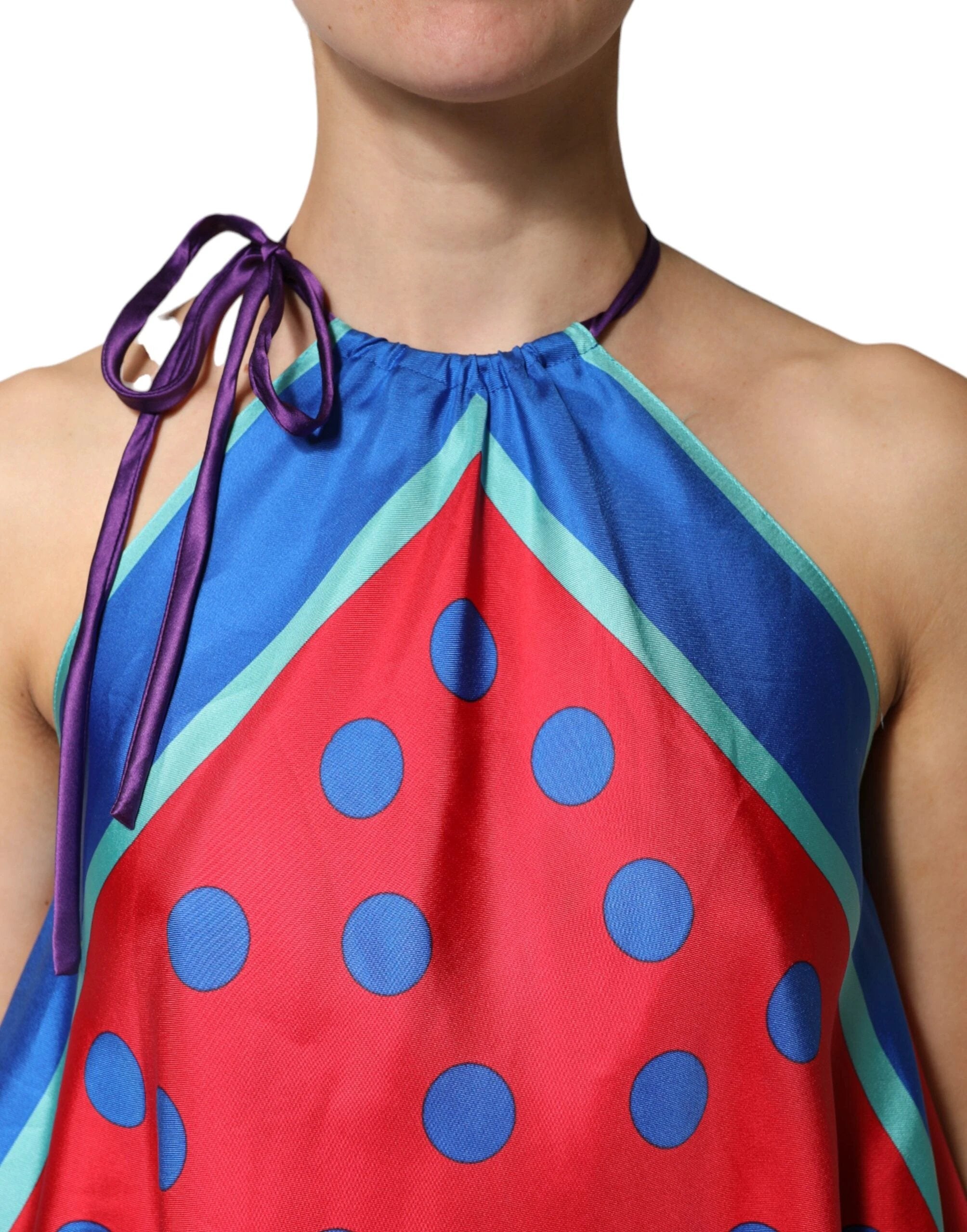 Dolce & Gabbana Multicolor Polka Dot Tie Halter Blouse Top by Dolce & Gabbana
