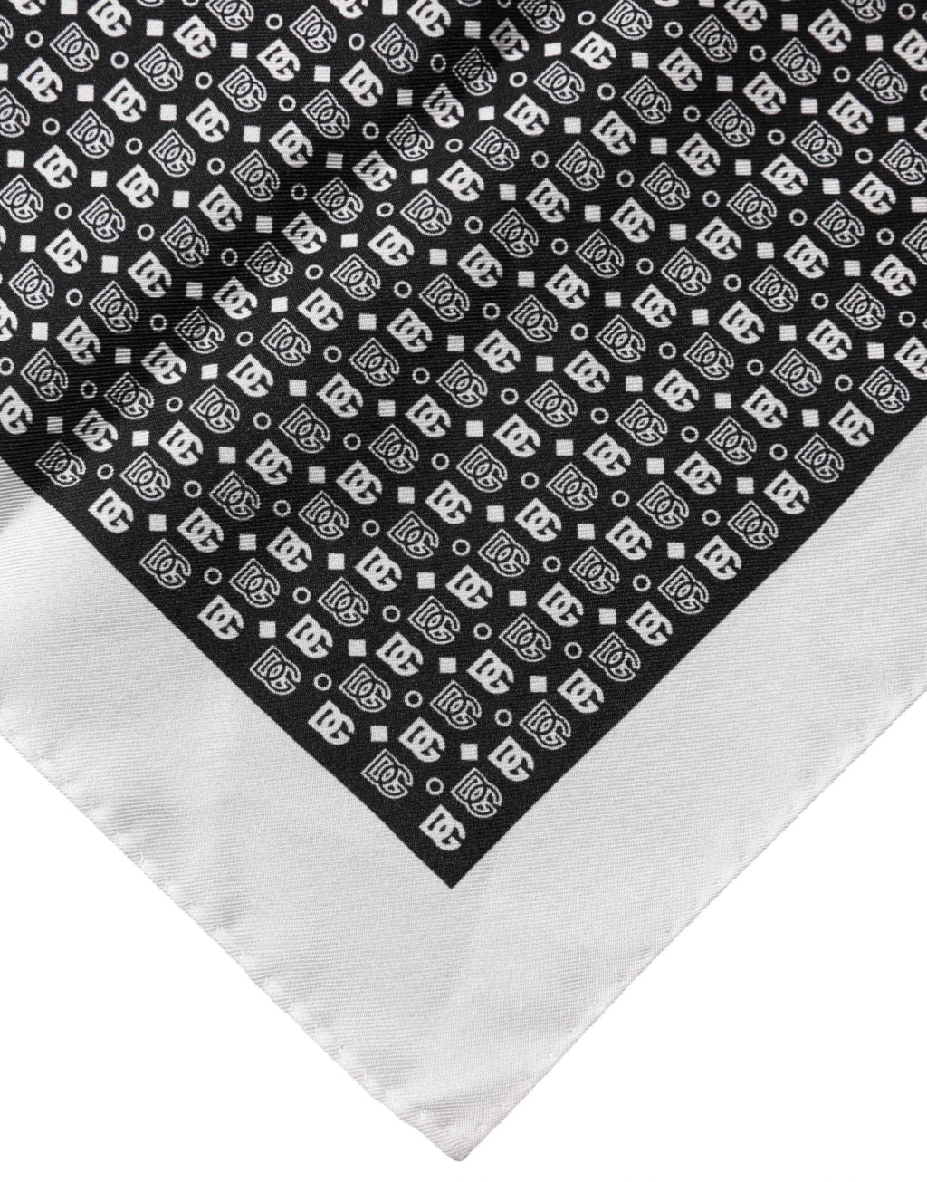Dolce & Gabbana White Black Patterned Square Foulard Scarf by Dolce & Gabbana