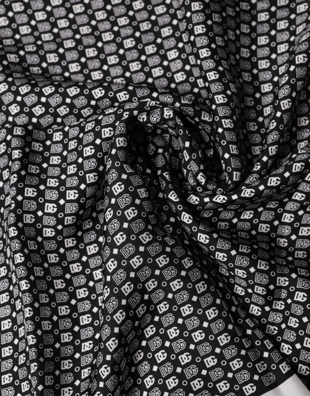 Dolce & Gabbana White Black Patterned Square Foulard Scarf by Dolce & Gabbana