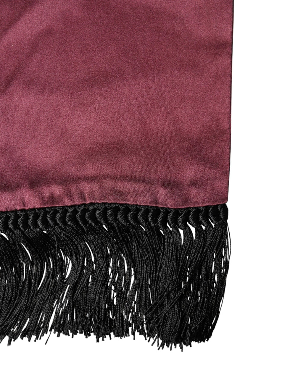Dolce & Gabbana Maroon Silk Satin Fringes Neck Foulard Scarf by Dolce & Gabbana