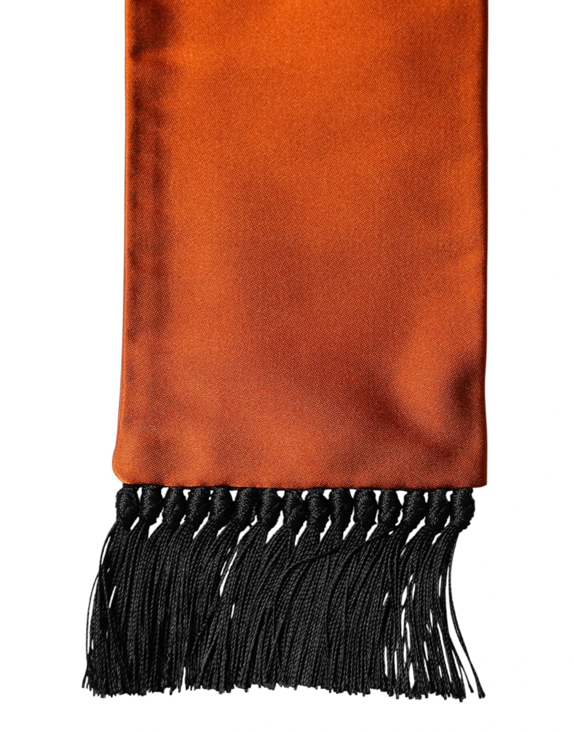 Dolce & Gabbana Orange Silk Fringes Neck Wrap Foulard Scarf by Dolce & Gabbana