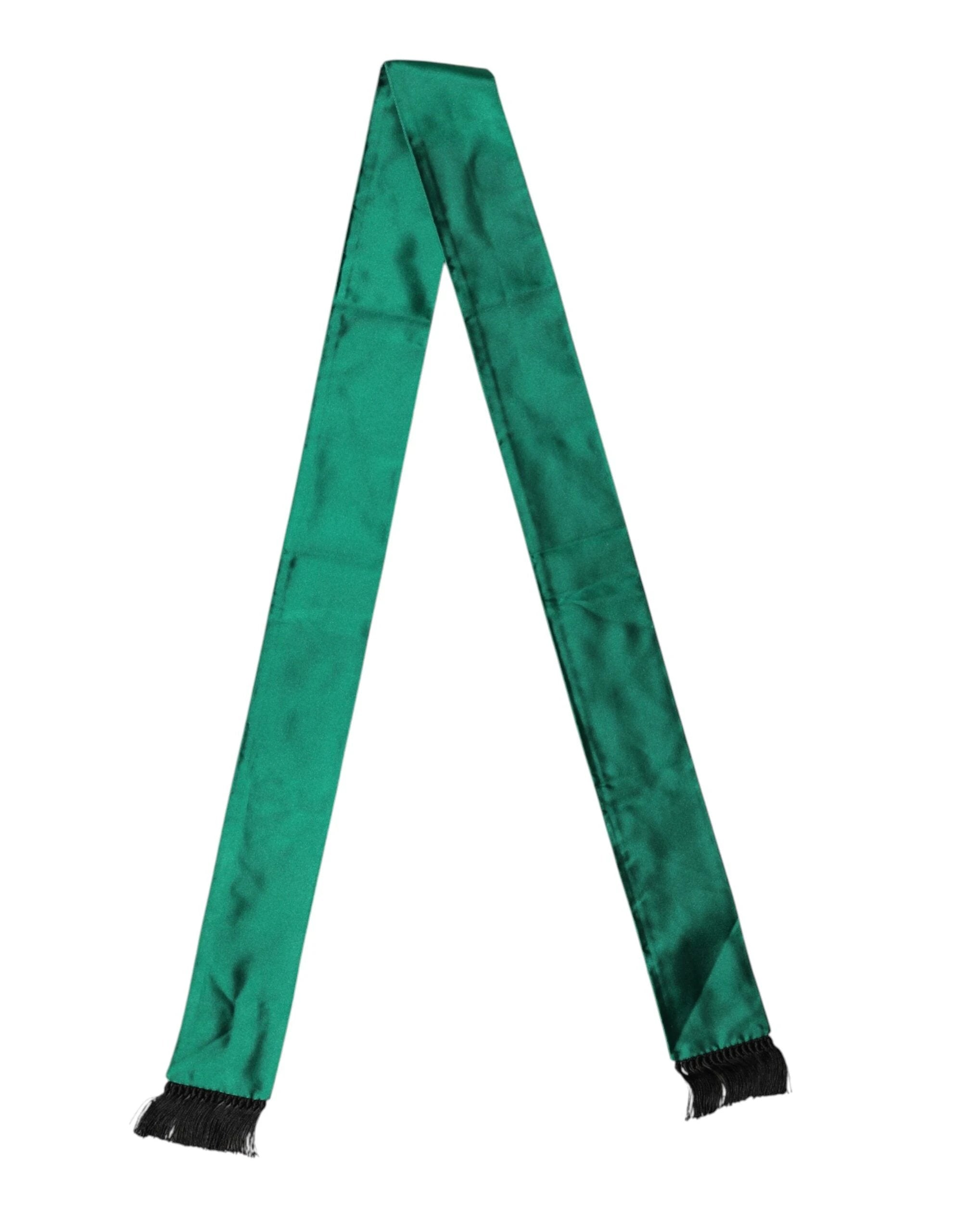 Dolce & Gabbana Green Silk Fringes Neck Wrap Foulard Scarf by Dolce & Gabbana