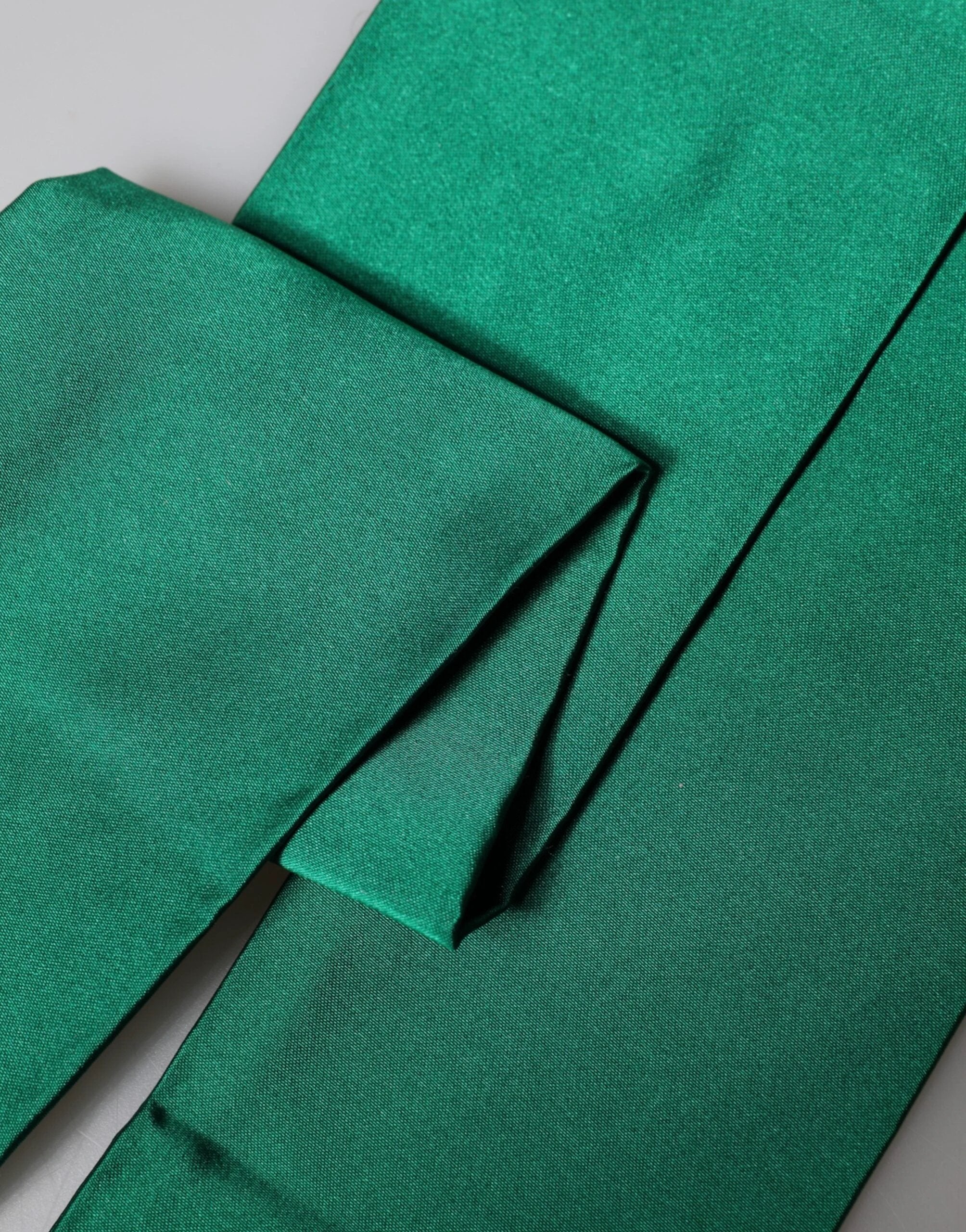 Dolce & Gabbana Green Silk Fringes Neck Wrap Foulard Scarf by Dolce & Gabbana