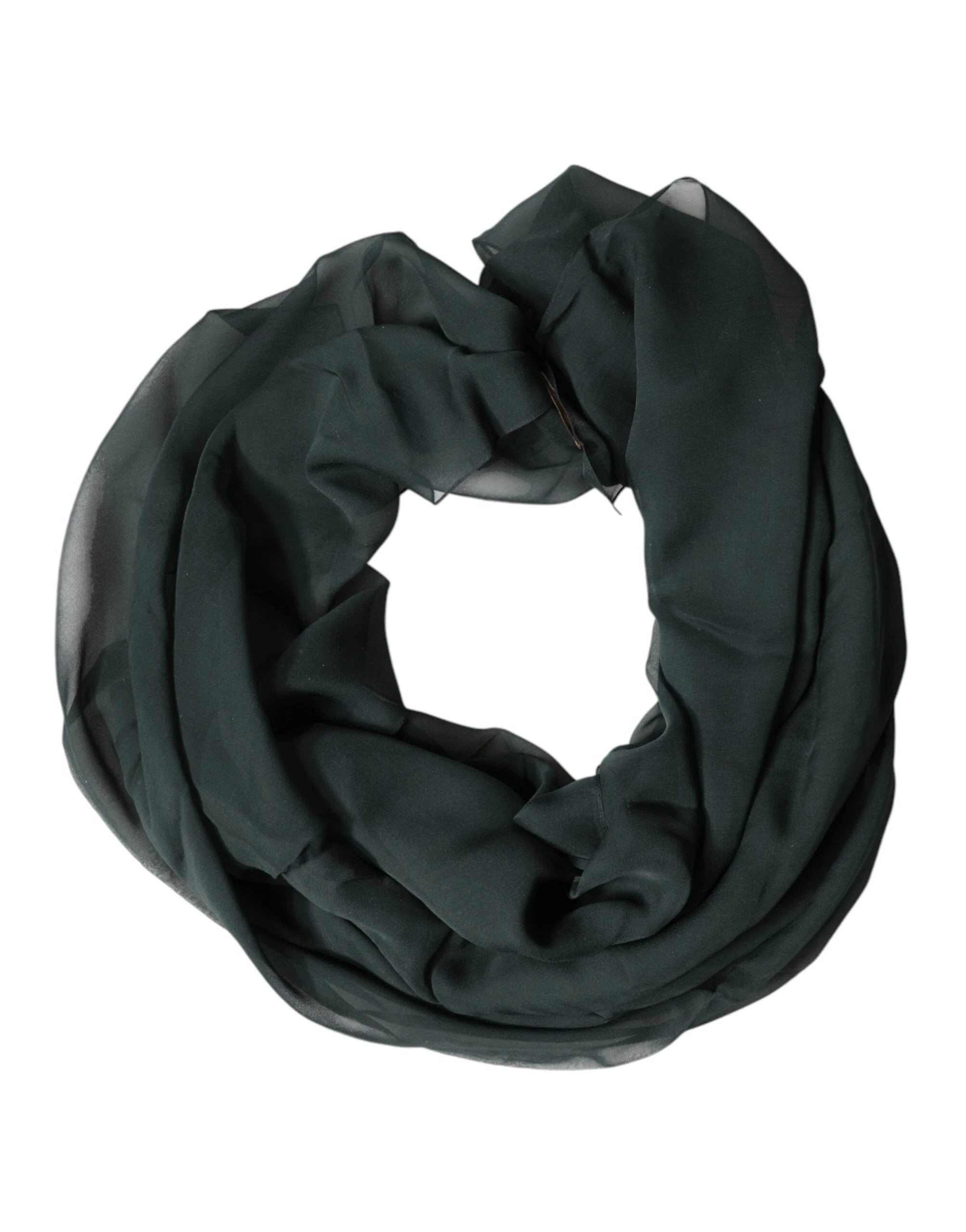 Dolce & Gabbana Dark Green Silk Neck Wrap Foulard Scarf by Dolce & Gabbana