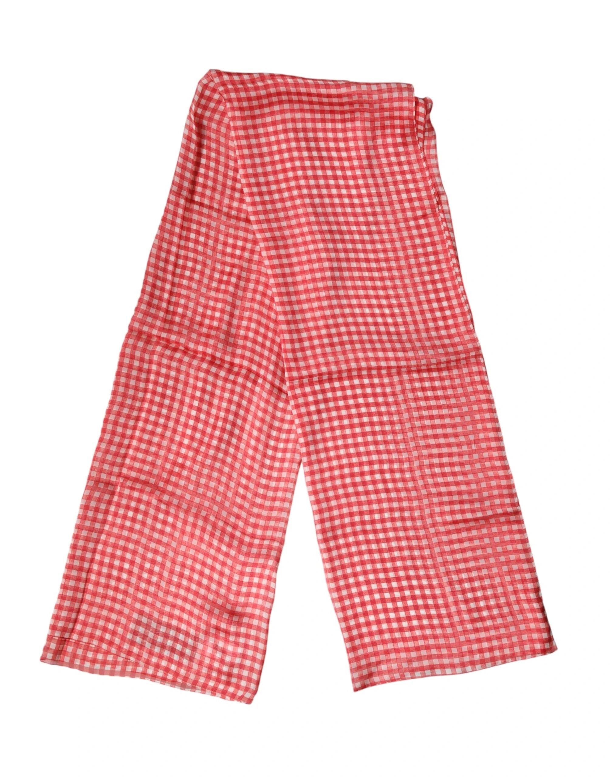 Dolce & Gabbana Red Checkered Silk Neck Wrap Shawl Scarf by Dolce & Gabbana