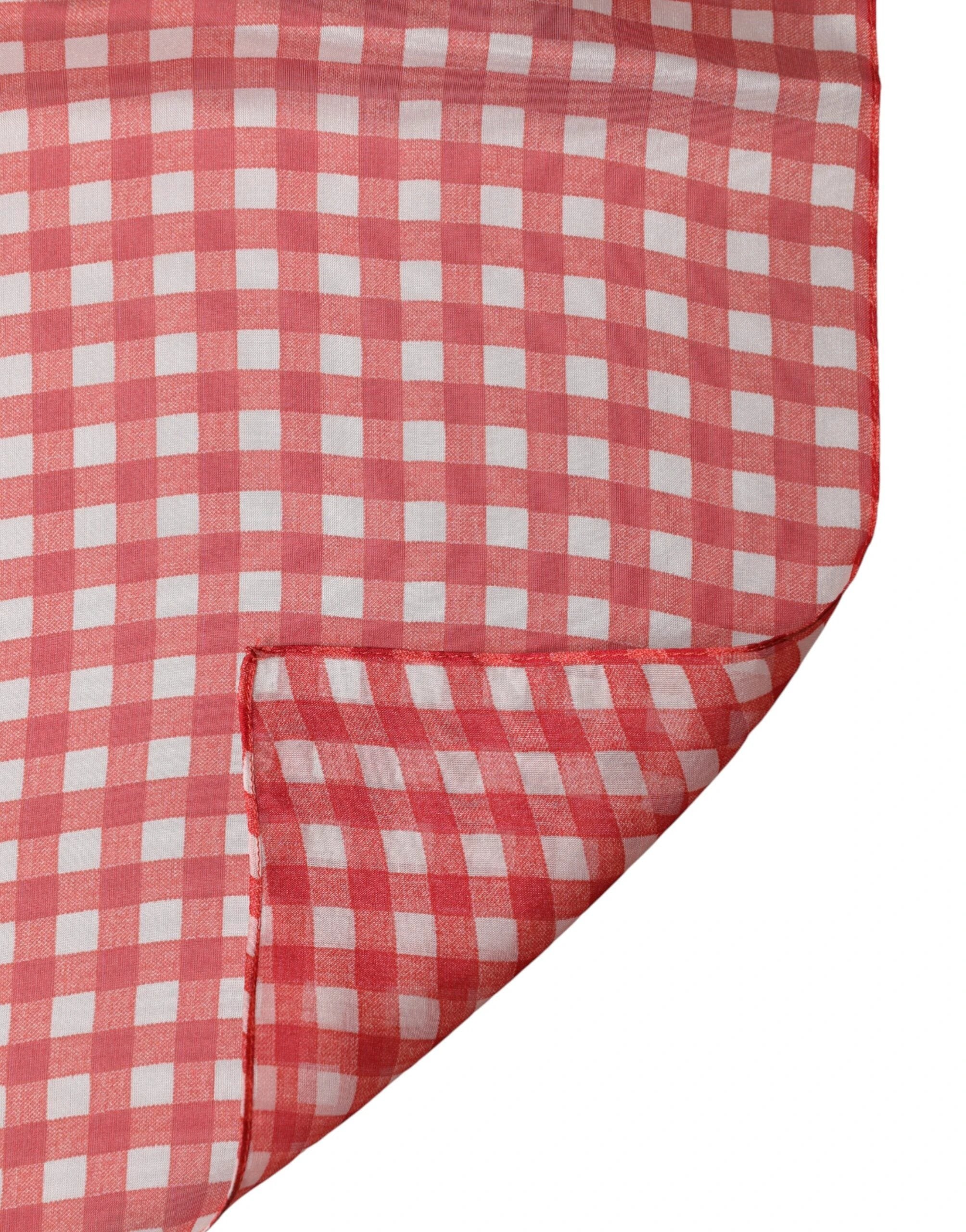 Dolce & Gabbana Red Checkered Silk Neck Wrap Shawl Scarf by Dolce & Gabbana