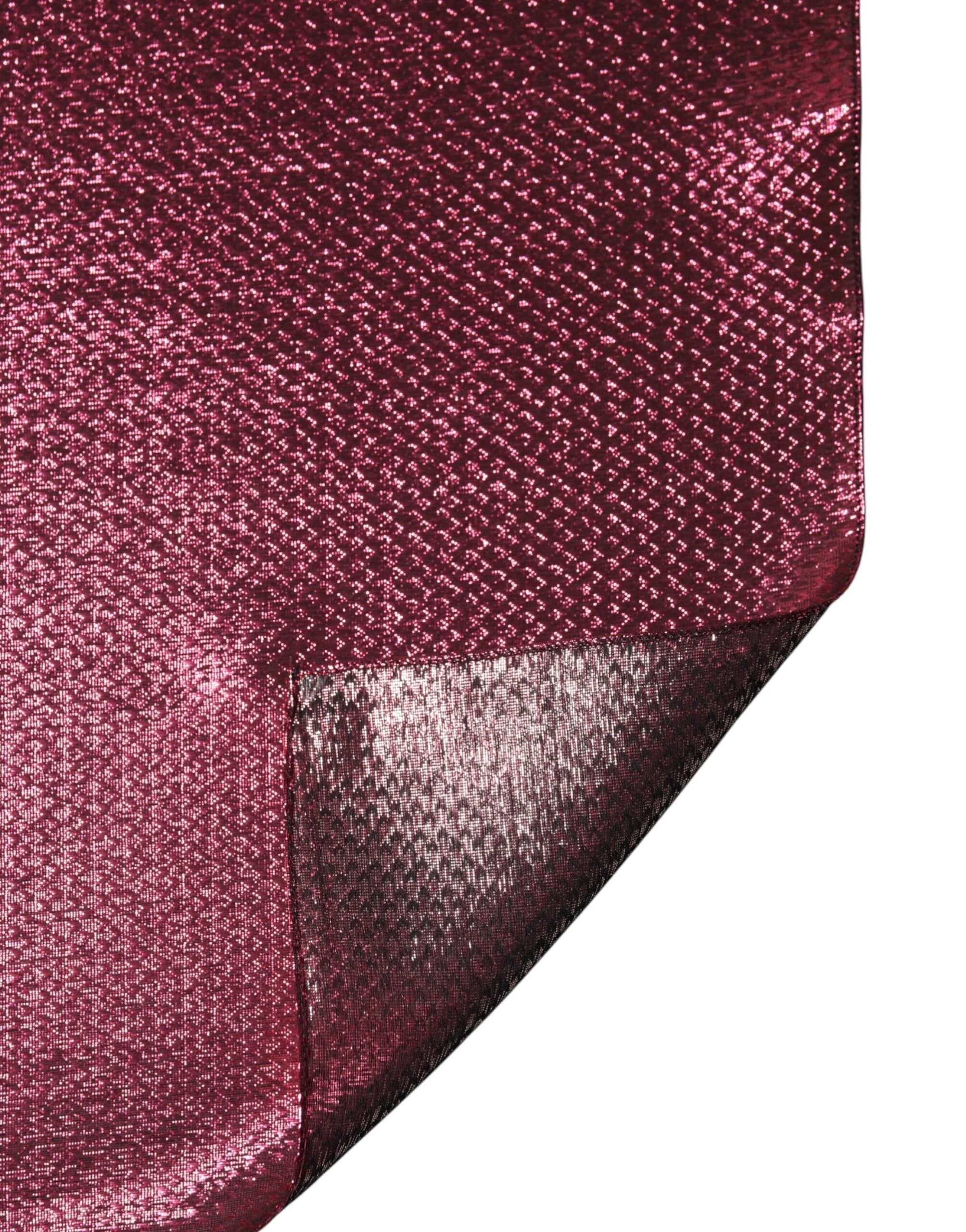 Dolce & Gabbana Metallic Pink Silk Square Foulard Scarf by Dolce & Gabbana