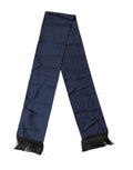 Dolce & Gabbana Navy Blue Silk Fringes Neck Foulard Scarf by Dolce & Gabbana