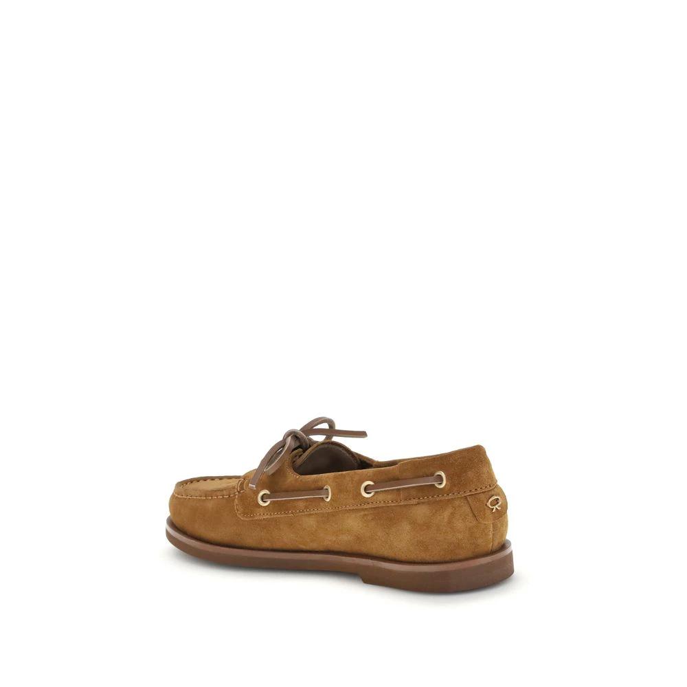 Gianvito Rossi Brown Calf Leather Bos Taurus Slip-On Loafers by Gianvito Rossi