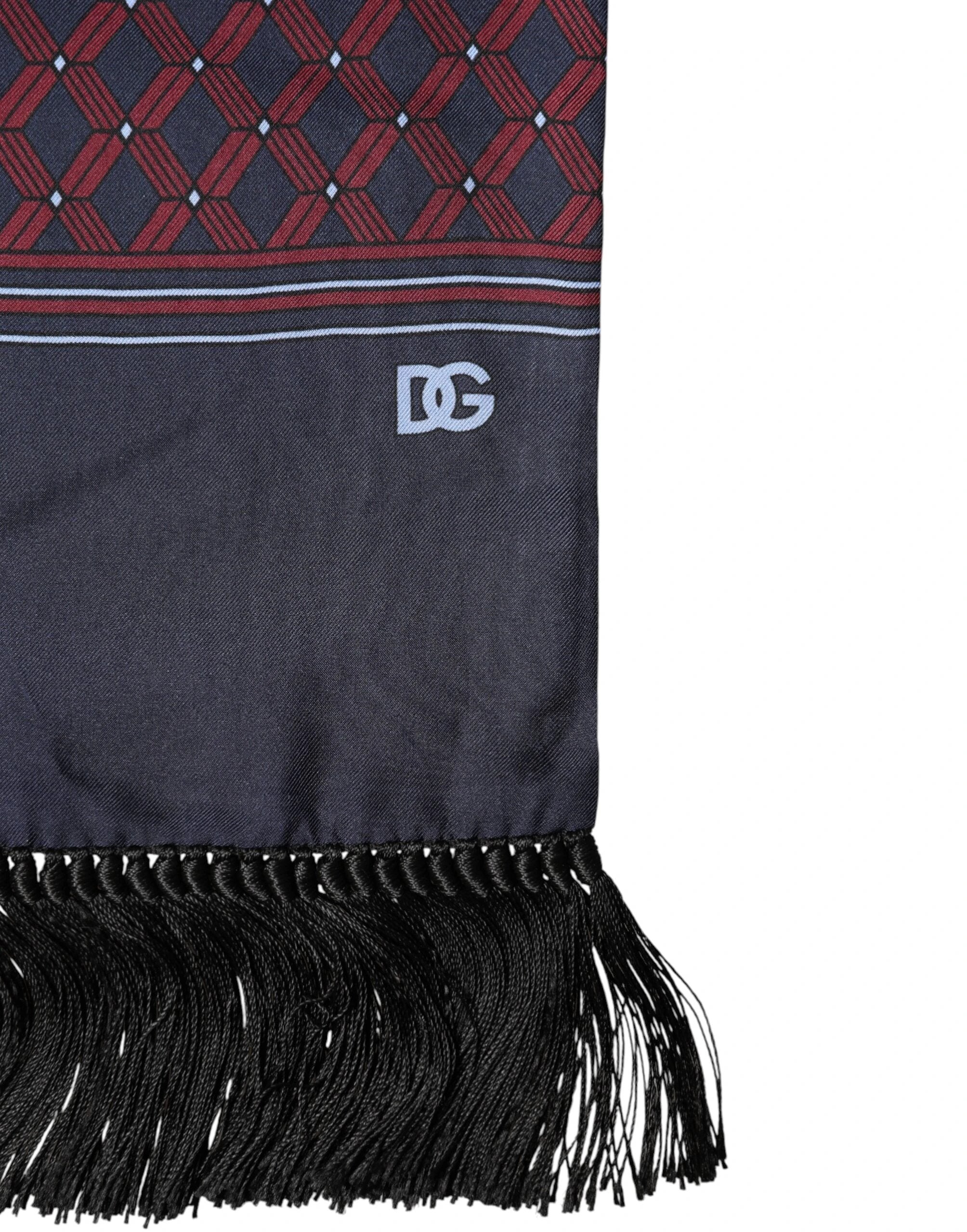Dolce & Gabbana Maroon Patterned Fringes Wrap Foulard 138cm x 15cm Scarf by Dolce & Gabbana