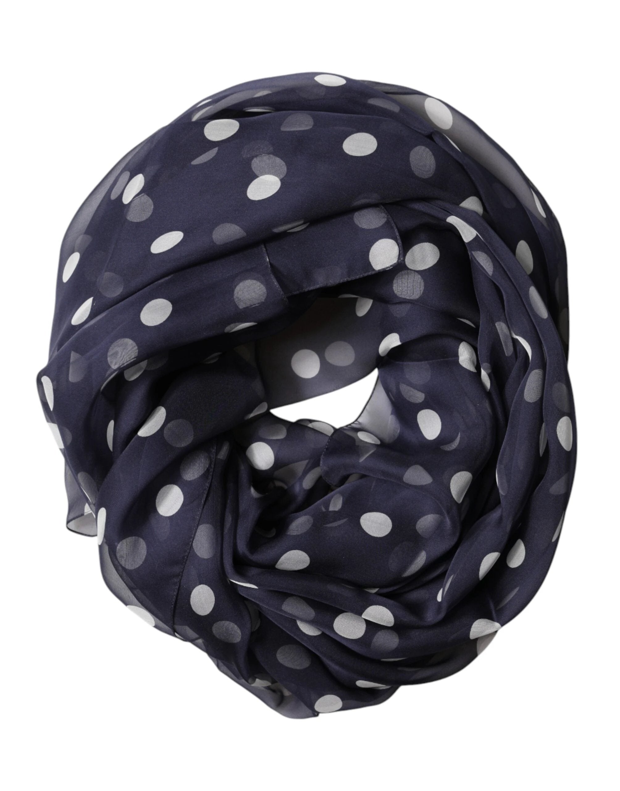 Dolce & Gabbana Blue Polka Dot Silk Neck Wrap Shawl 205cm x 132cm Scarf by Dolce & Gabbana
