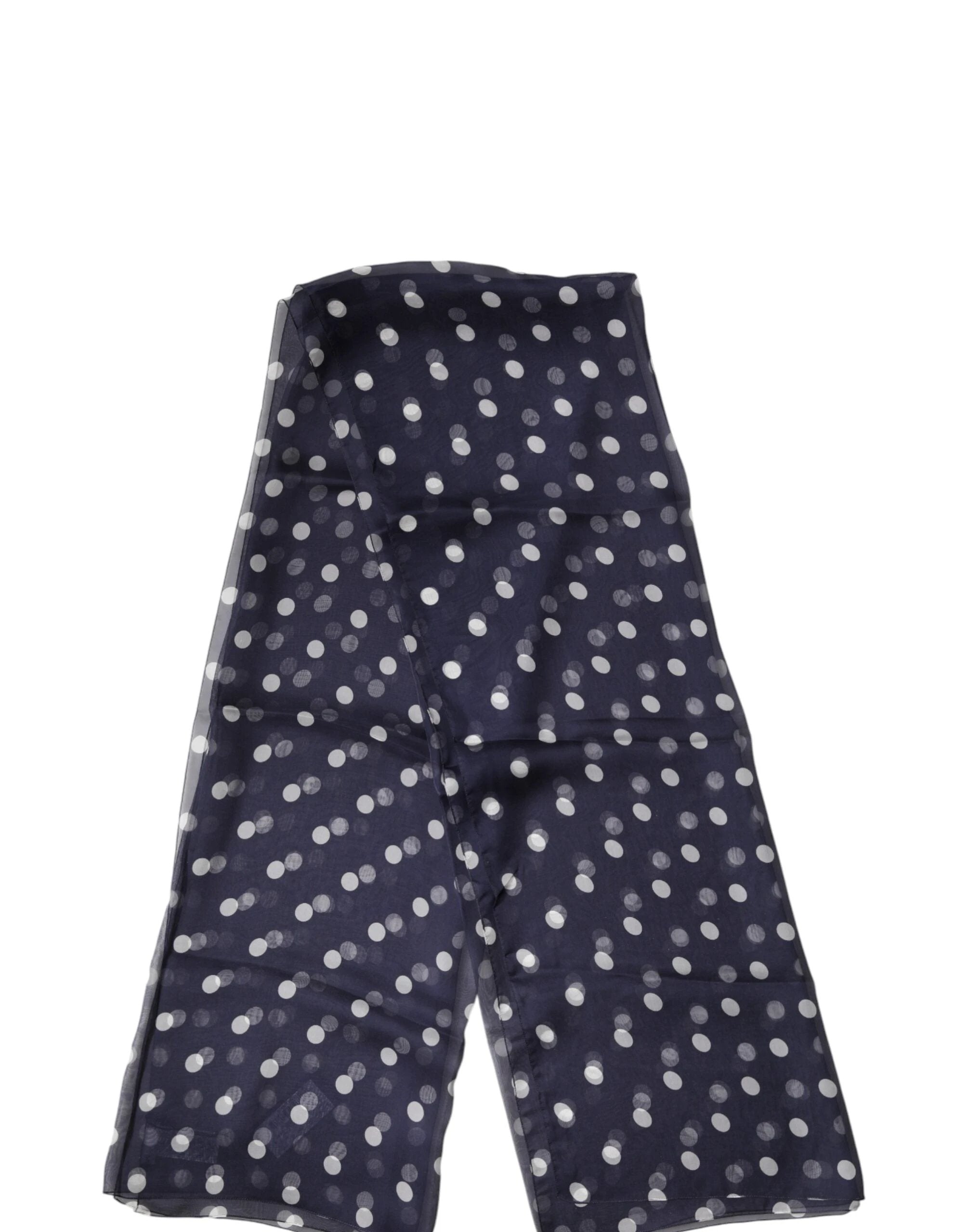Dolce & Gabbana Blue Polka Dot Silk Neck Wrap Shawl 205cm x 132cm Scarf by Dolce & Gabbana