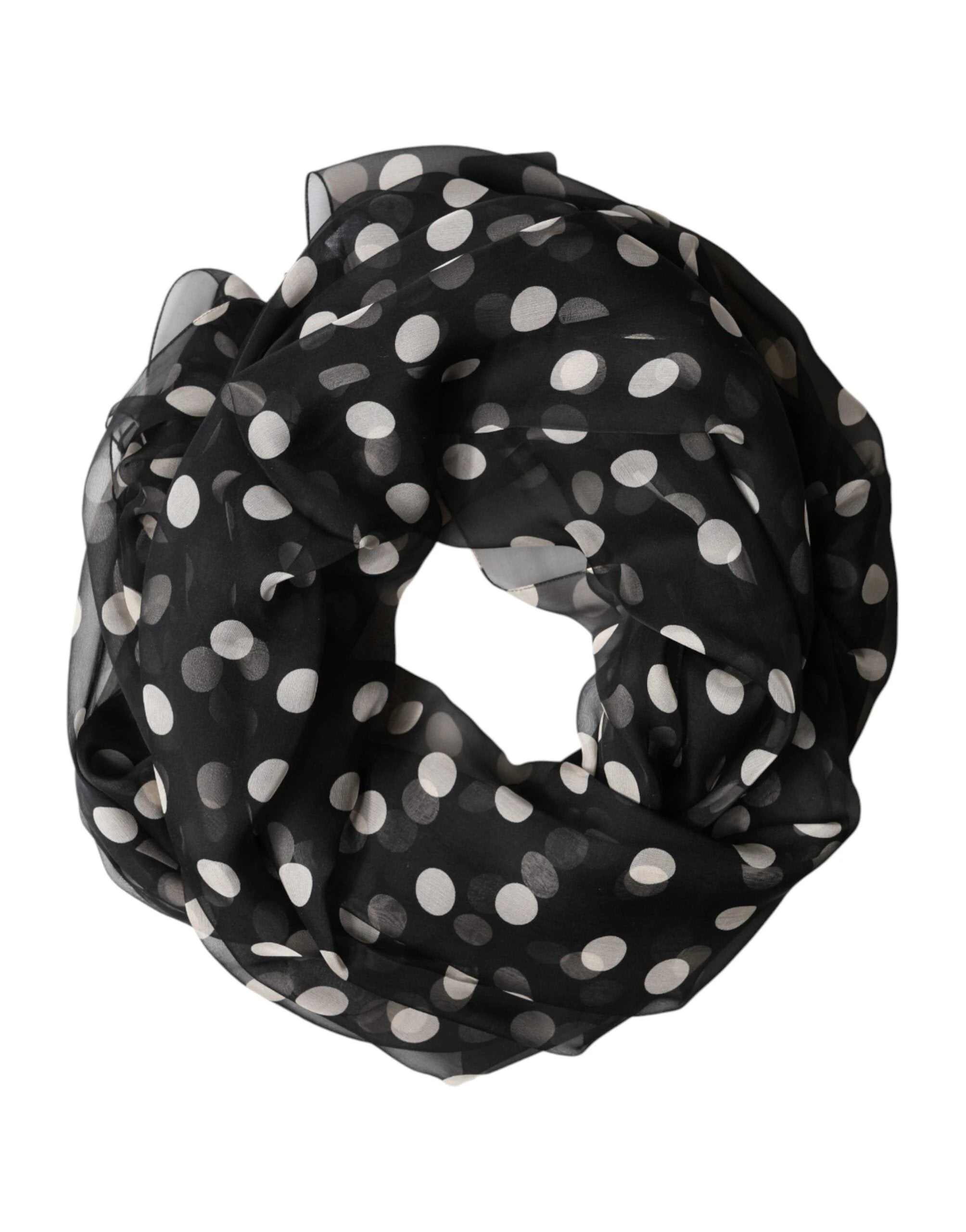 Dolce & Gabbana Black Polka Dot Silk Neck Wrap Shawl 205cm x 137cm Scarf by Dolce & Gabbana