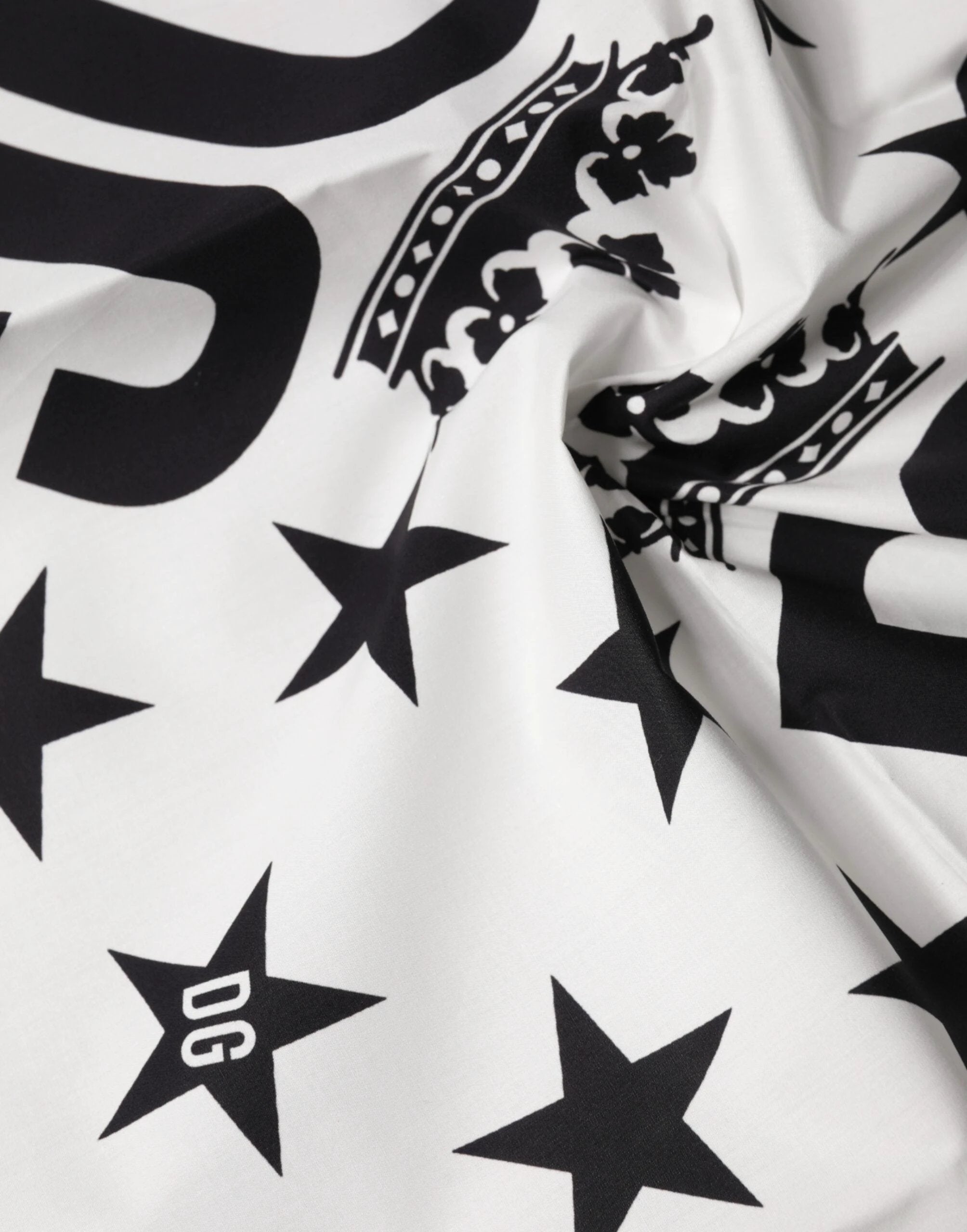 Dolce & Gabbana White DG Crown Print Square Foulard 52cm x 50.5cm Scarf by Dolce & Gabbana