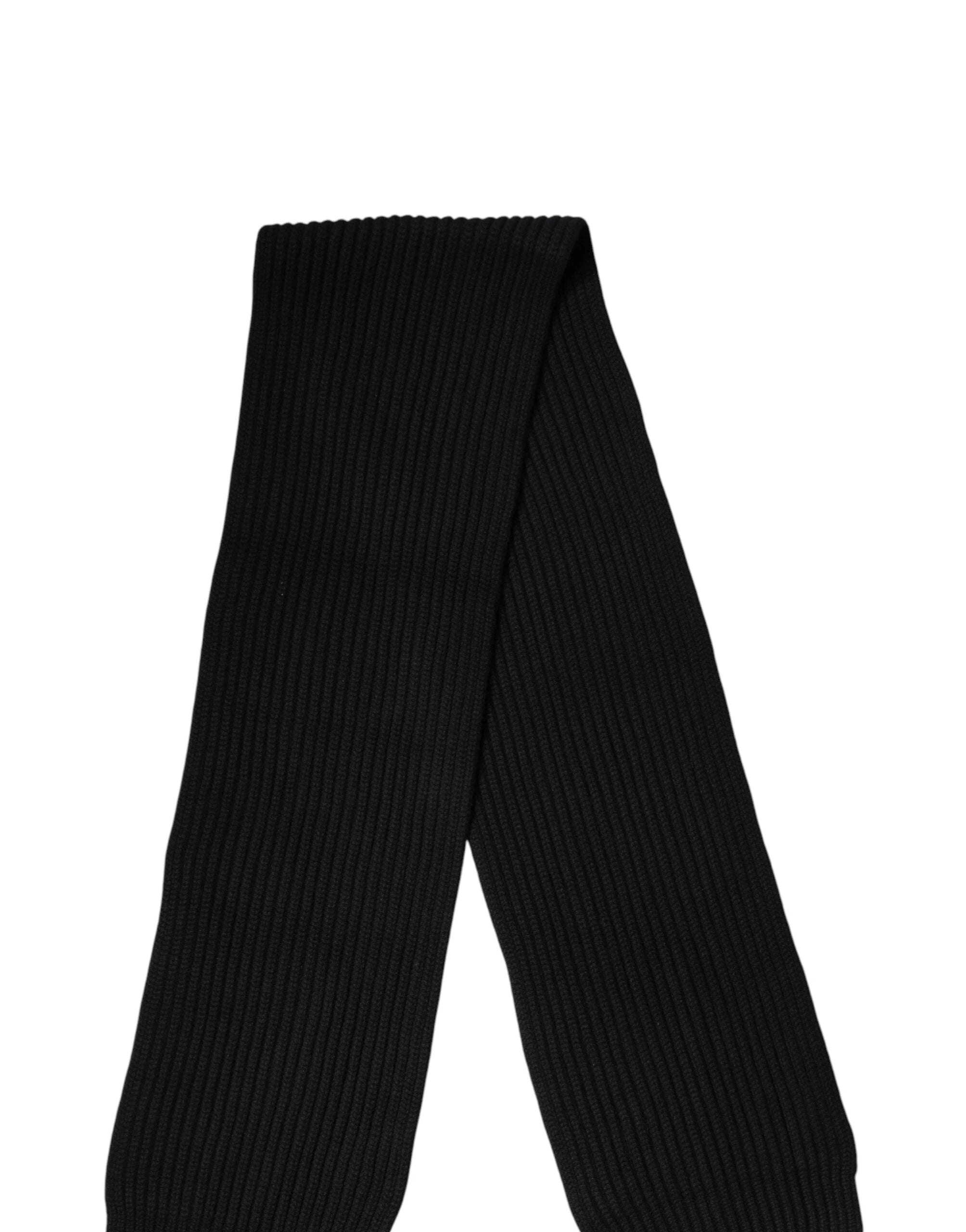 Dolce & Gabbana Black Cashmere Knit Neck Wrap Shawl 202cm x 26cm Scarf by Dolce & Gabbana