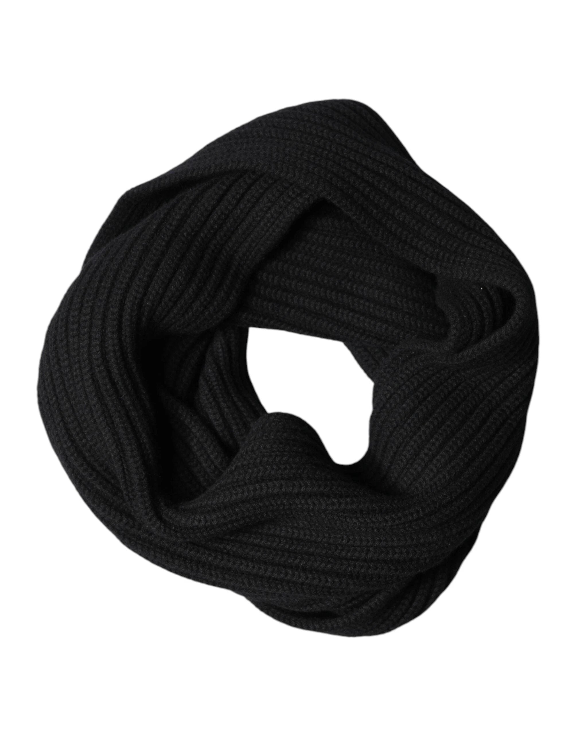 Dolce & Gabbana Black Cashmere Knit Neck Wrap Shawl 202cm x 26cm Scarf by Dolce & Gabbana