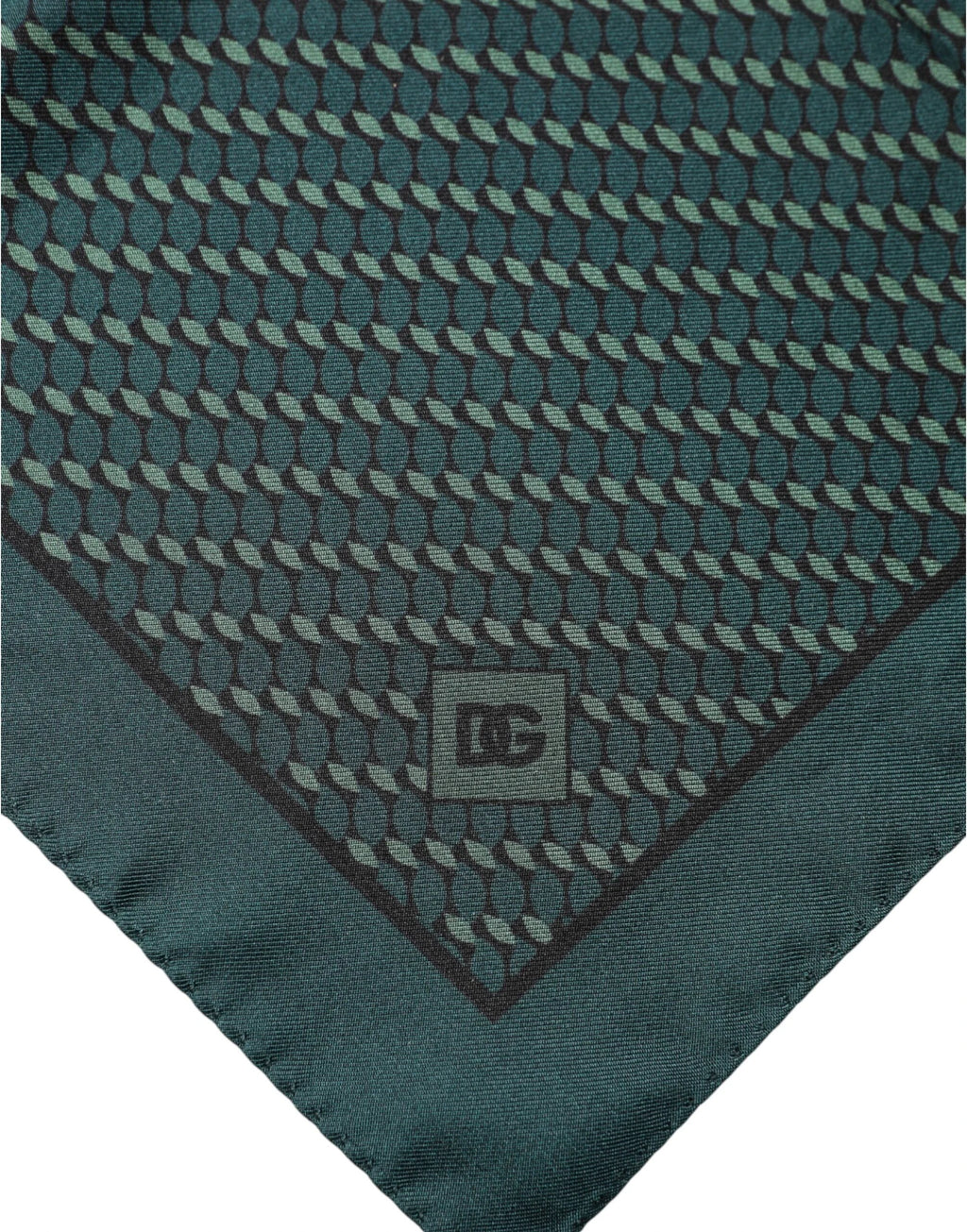 Dolce & Gabbana Dark Green Silk Patterned Handkerchief 32cm x 31cm Scarf by Dolce & Gabbana