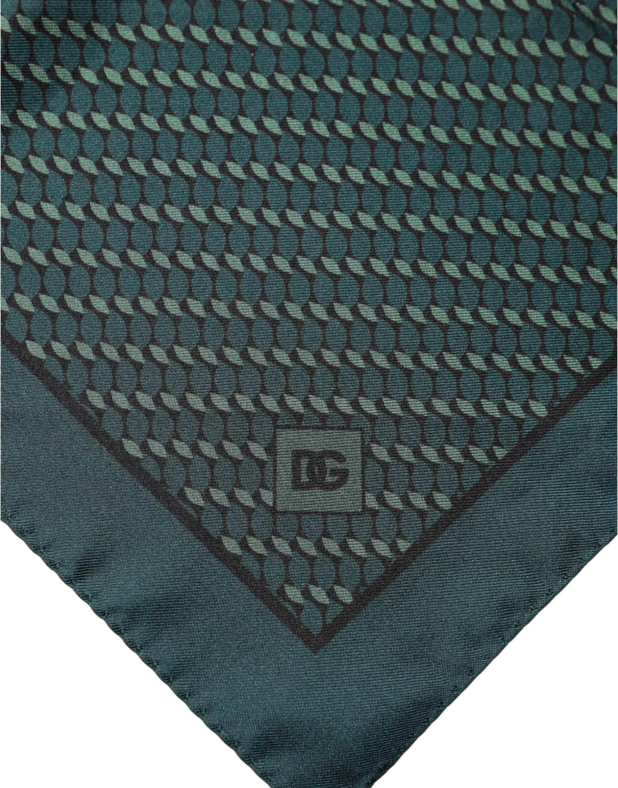 Dolce & Gabbana Dark Green Silk Patterned Handkerchief 32cm x 31cm Scarf by Dolce & Gabbana