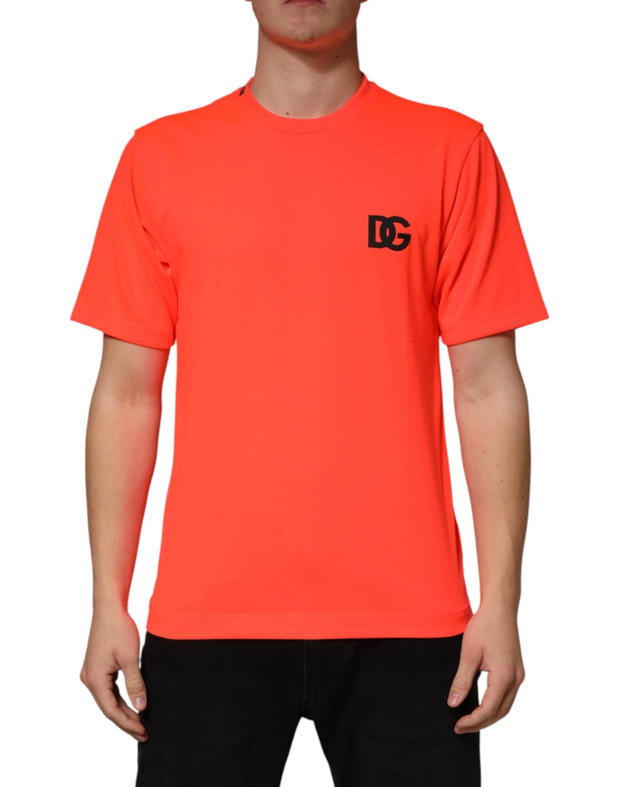 Dolce & Gabbana Neon Orange Polyester Crew Neck Men T-shirt by Dolce & Gabbana