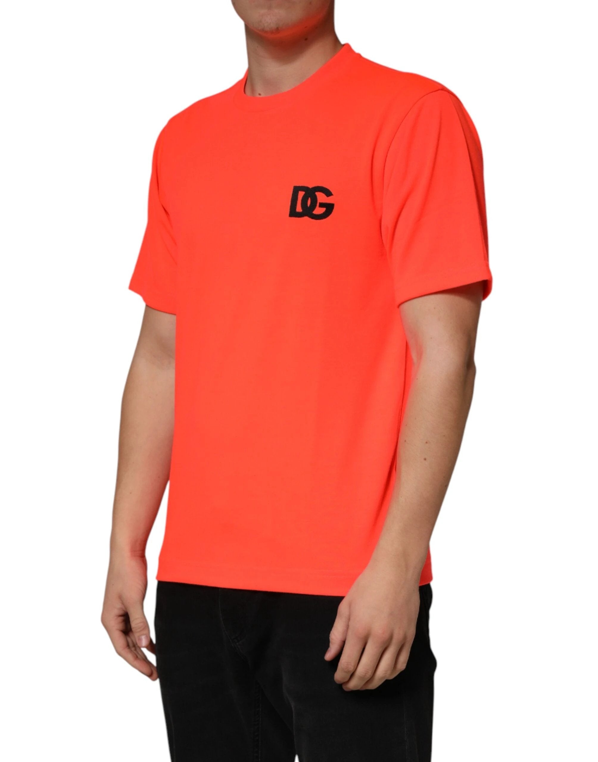 Dolce & Gabbana Neon Orange Polyester Crew Neck Men T-shirt by Dolce & Gabbana