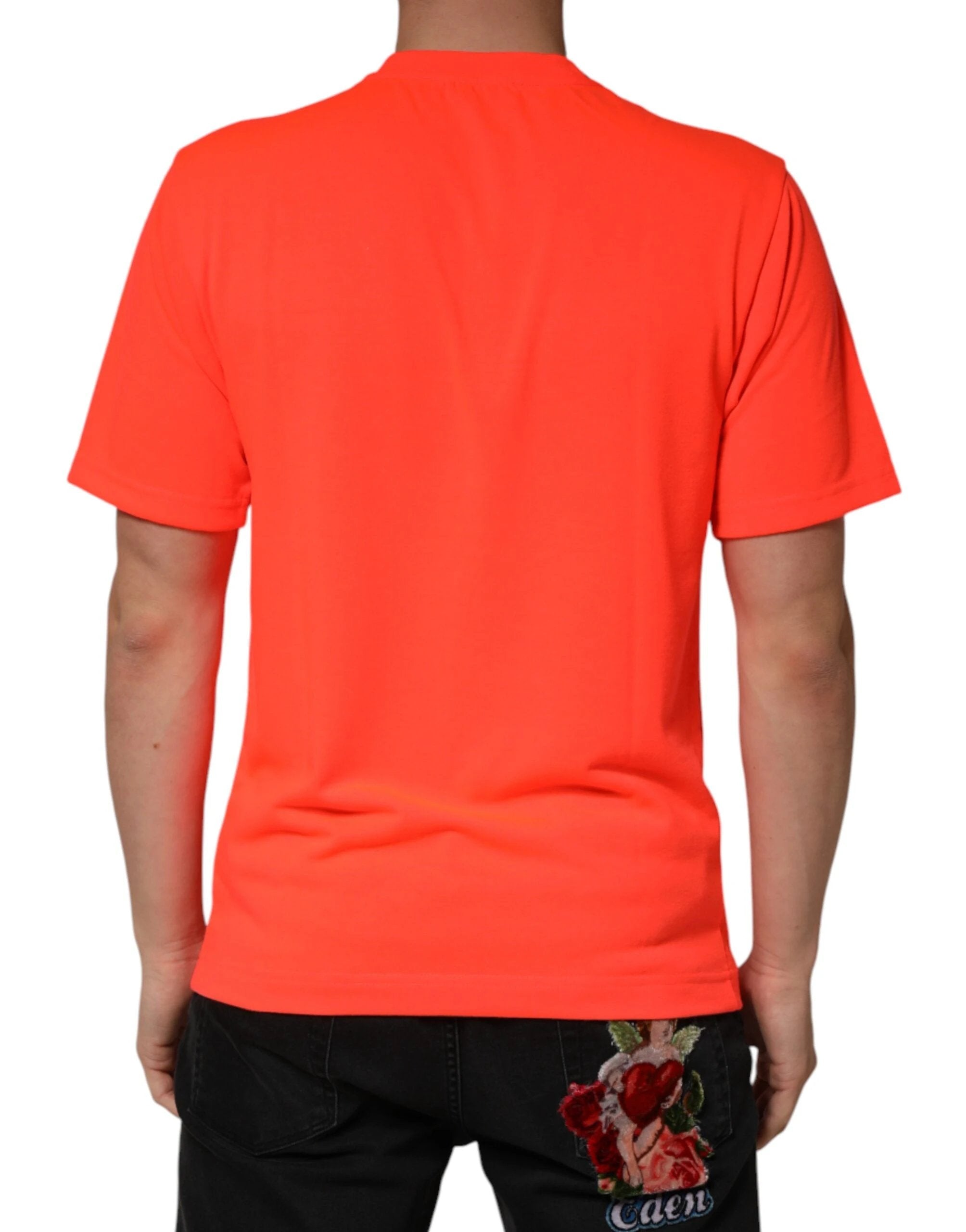 Dolce & Gabbana Neon Orange Polyester Crew Neck Men T-shirt by Dolce & Gabbana