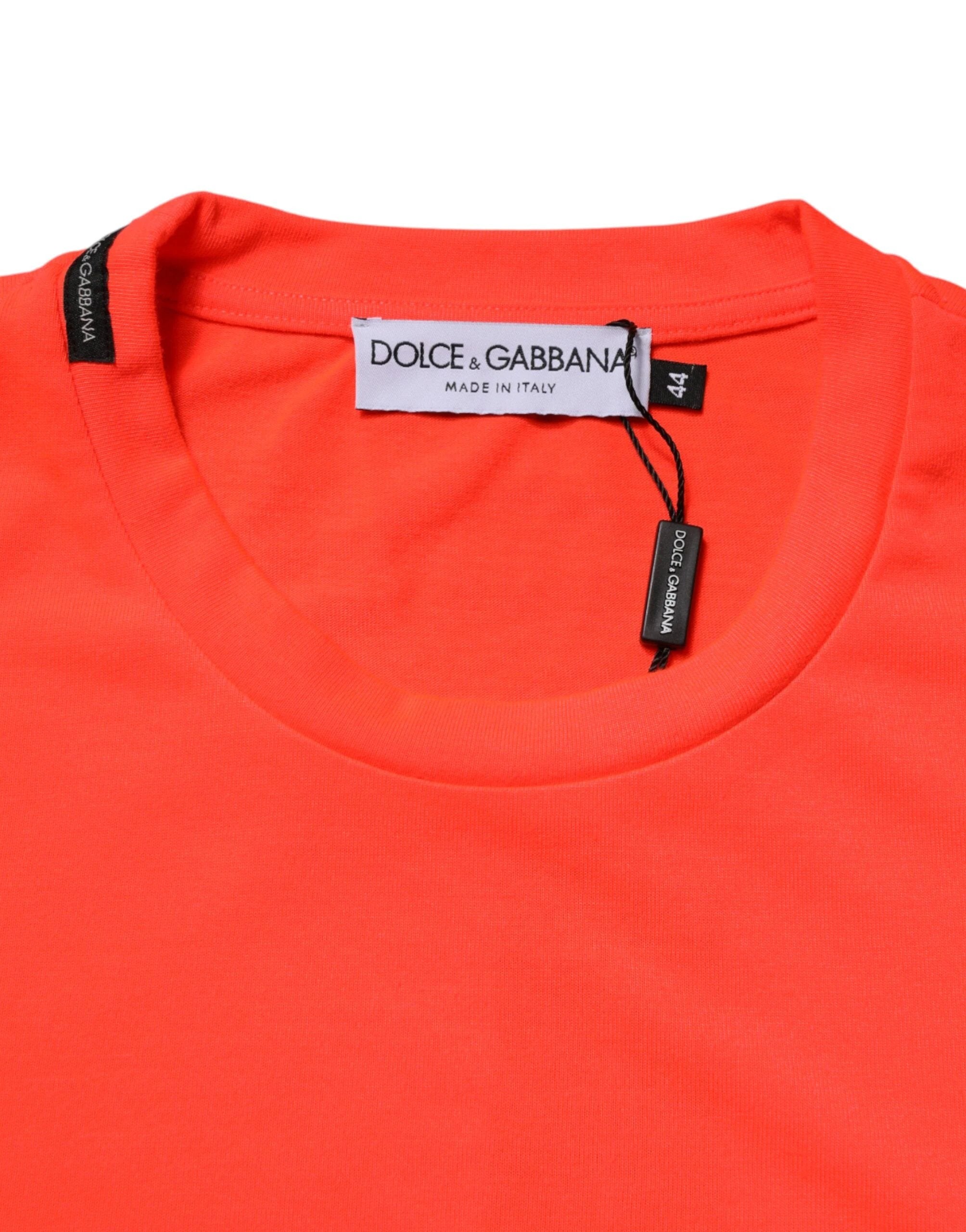 Dolce & Gabbana Neon Orange Polyester Crew Neck Men T-shirt by Dolce & Gabbana