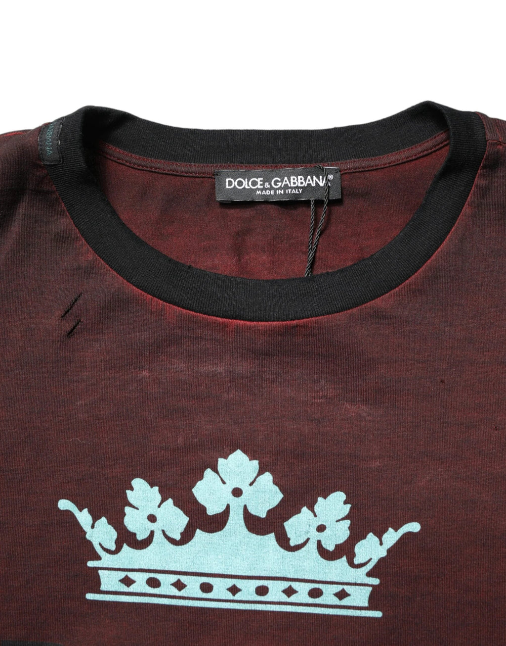 Dolce & Gabbana Maroon DG Crown Cotton Crew Neck Men T-shirt by Dolce & Gabbana