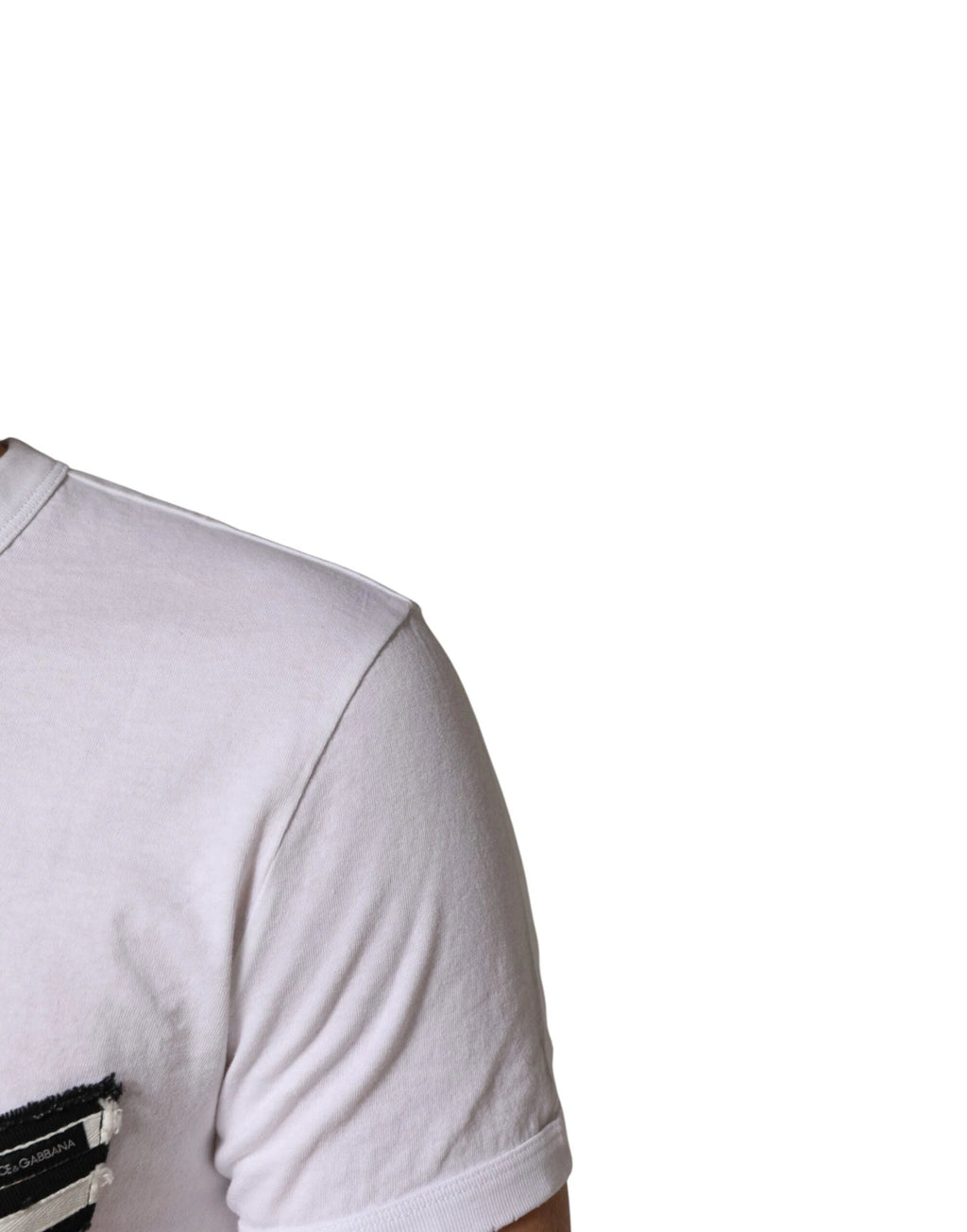 Dolce & Gabbana White Stripes Cotton Crew Neck Tee T-shirt by Dolce & Gabbana