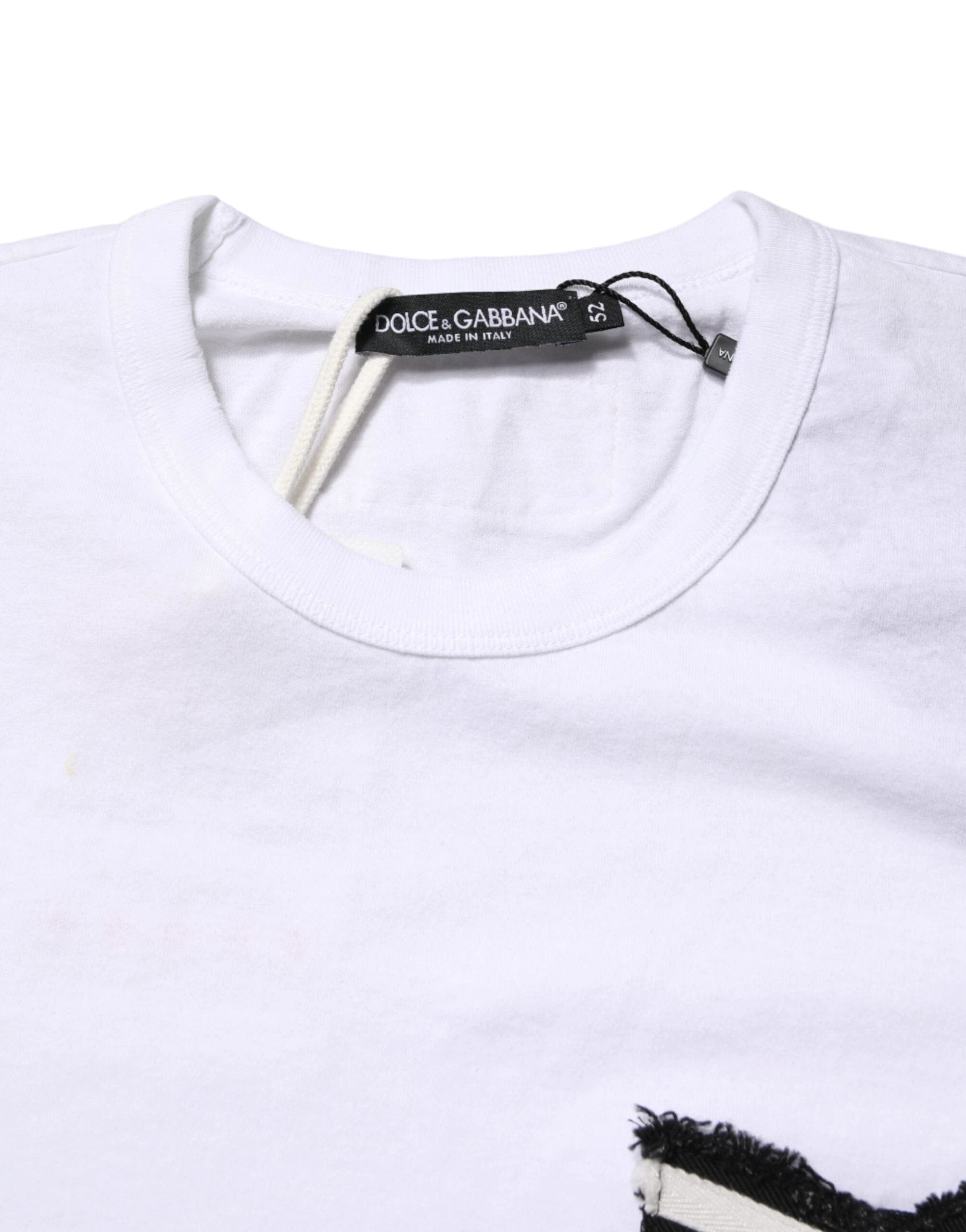 Dolce & Gabbana White Stripes Cotton Crew Neck Tee T-shirt by Dolce & Gabbana