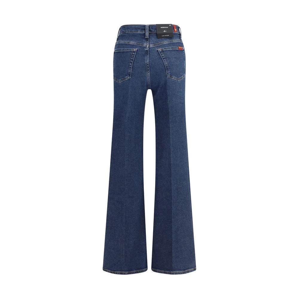 7FOR Blue Cotton Flared Jeans