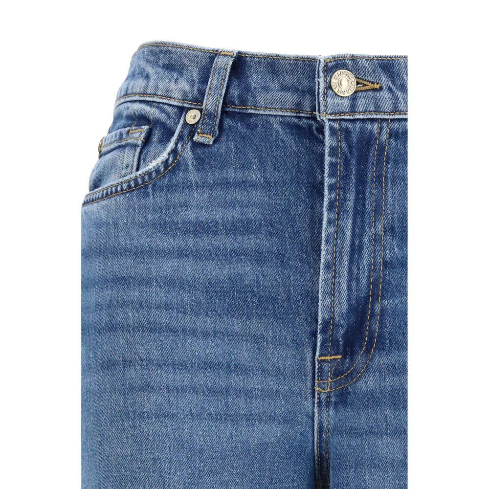 7FOR Blue Cotton Flared Jeans