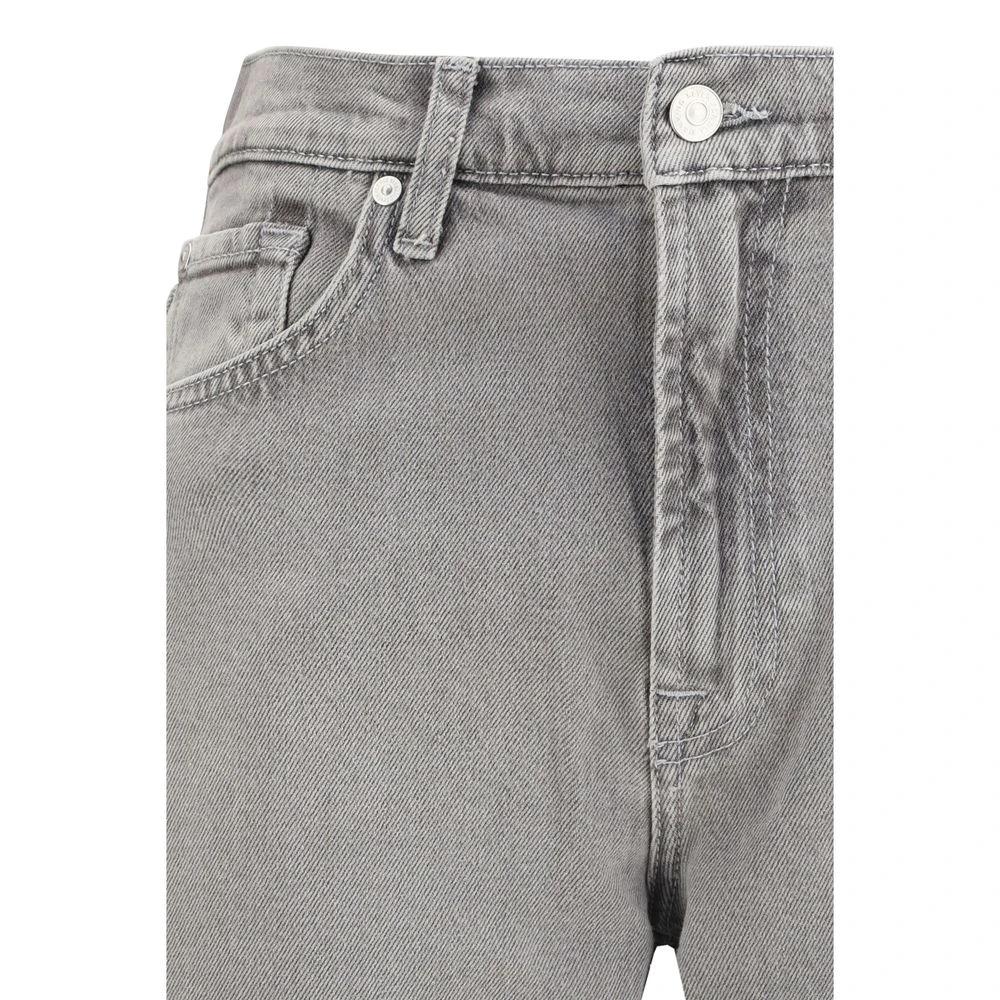 7FOR Gray Cotton Relaxed Fit Jeans