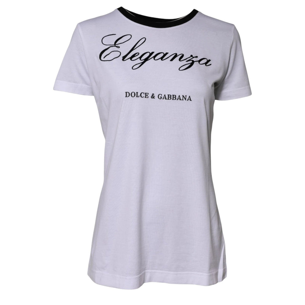 Dolce & Gabbana White Eleganza Cotton Crew Neck Tee T-shirt by Dolce & Gabbana