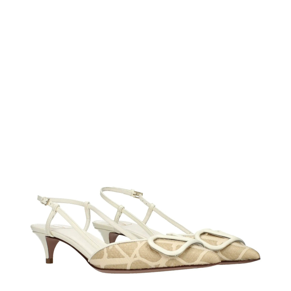 Women’s Beige Raffia Sandals – Valentino Garavani Logo Designer Sandals