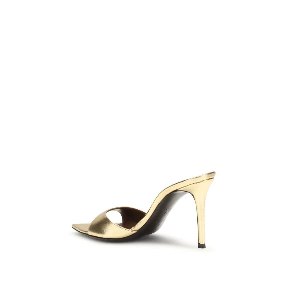 Giuseppe Zanotti Gold Leather Stiletto Heel Sandals by Giuseppe Zanotti