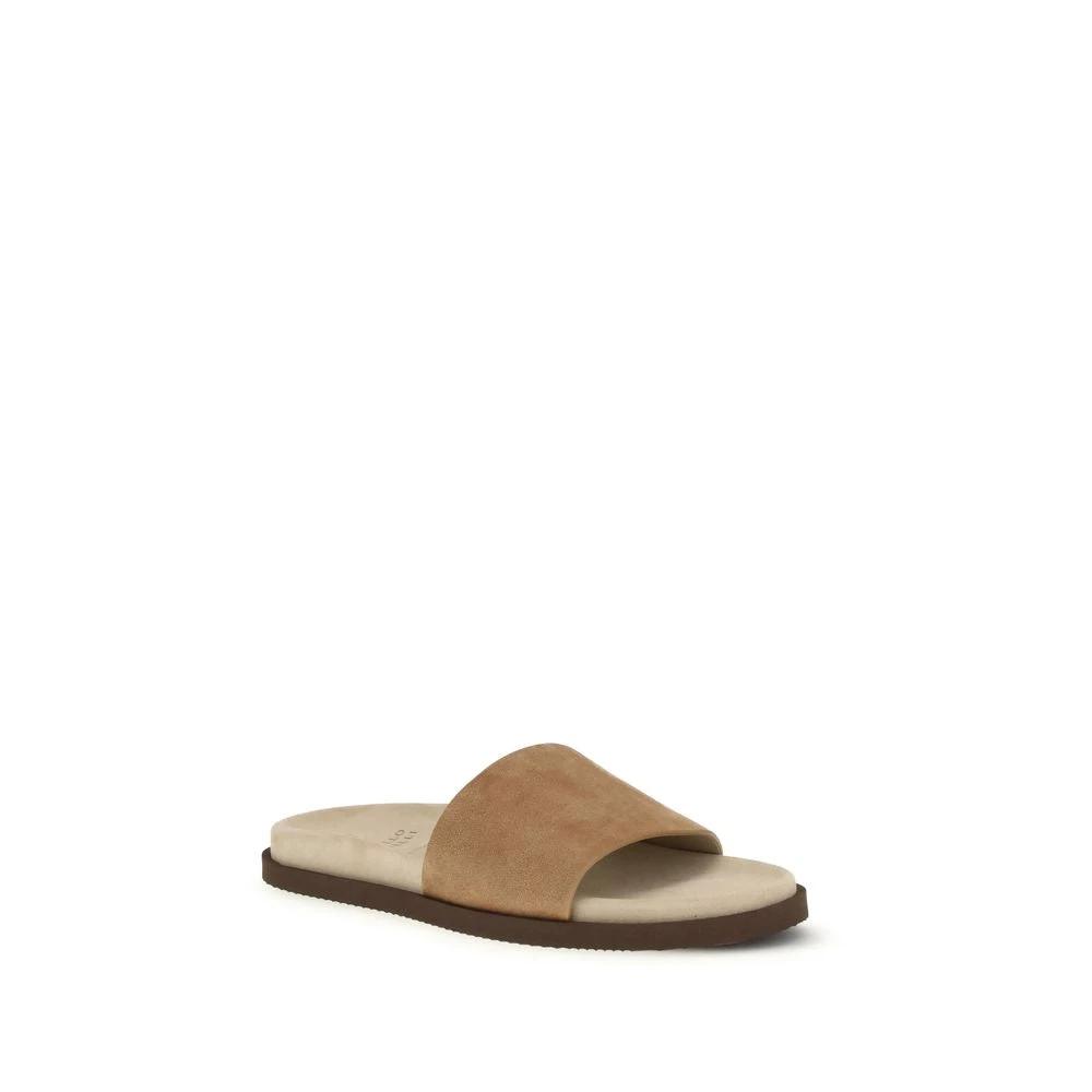 Brunello Cucinelli Beige Lamb Ovis Aries Aries Sandals by Brunello Cucinelli