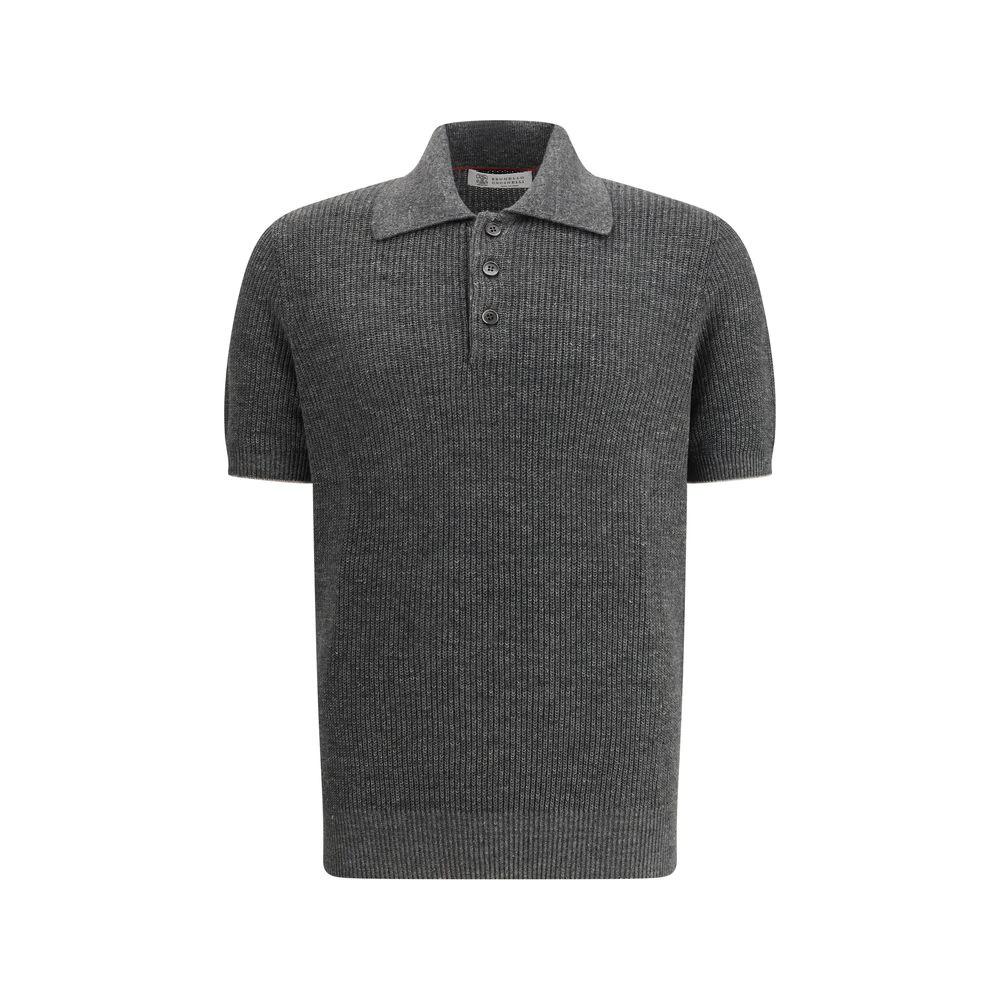 Brunello Cucinelli Gray Cotton Polo Shirt by Brunello Cucinelli