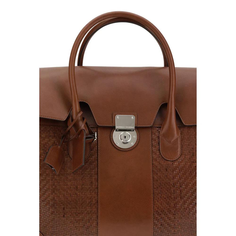 Brunello Cucinelli Brown Calf Leather Bos Taurus Luggage And Travel by Brunello Cucinelli
