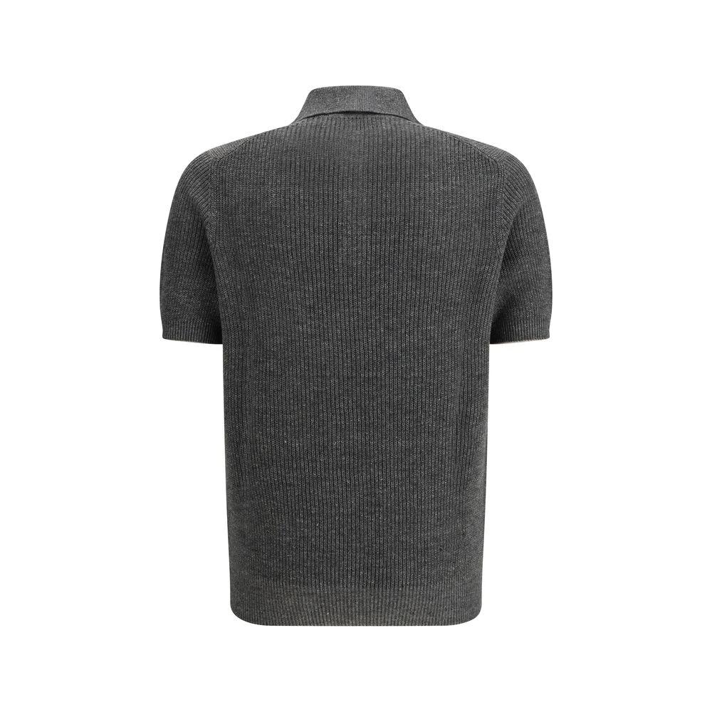 Brunello Cucinelli Gray Cotton Polo Shirt by Brunello Cucinelli
