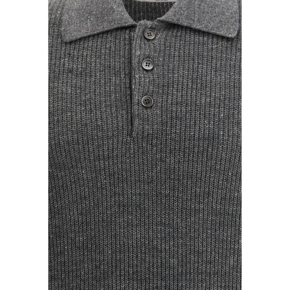 Brunello Cucinelli Gray Cotton Polo Shirt by Brunello Cucinelli