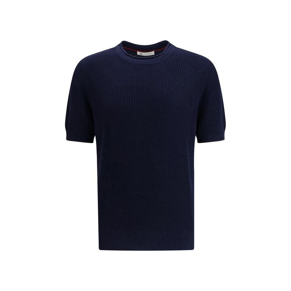 Brunello Cucinelli Blue Linen T-Shirt by Brunello Cucinelli