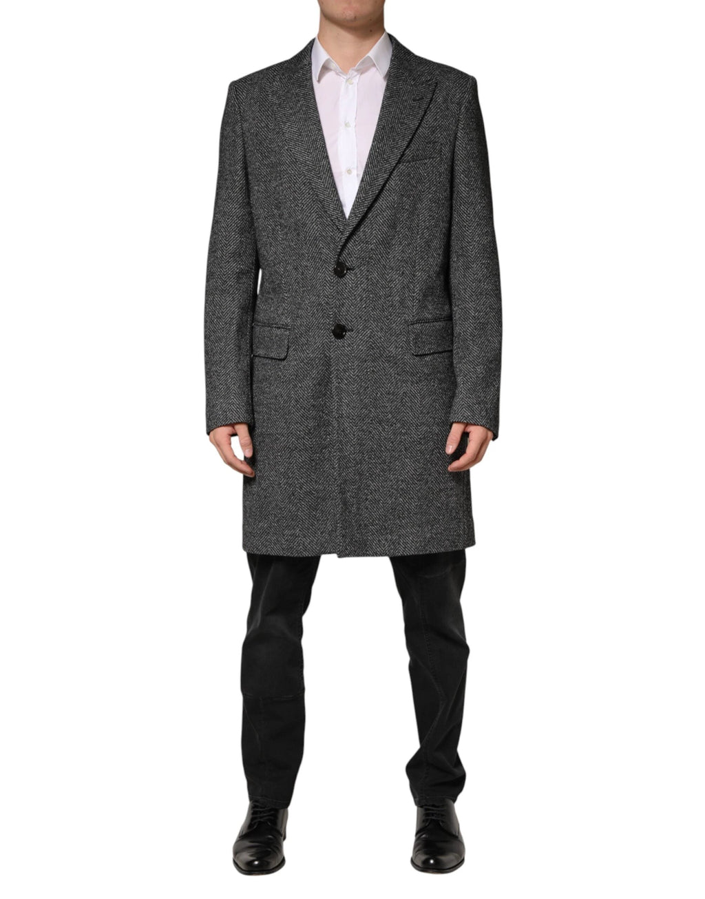 Dolce & Gabbana Gray Wool Blend Long Trench Coat Men Jacket by Dolce & Gabbana