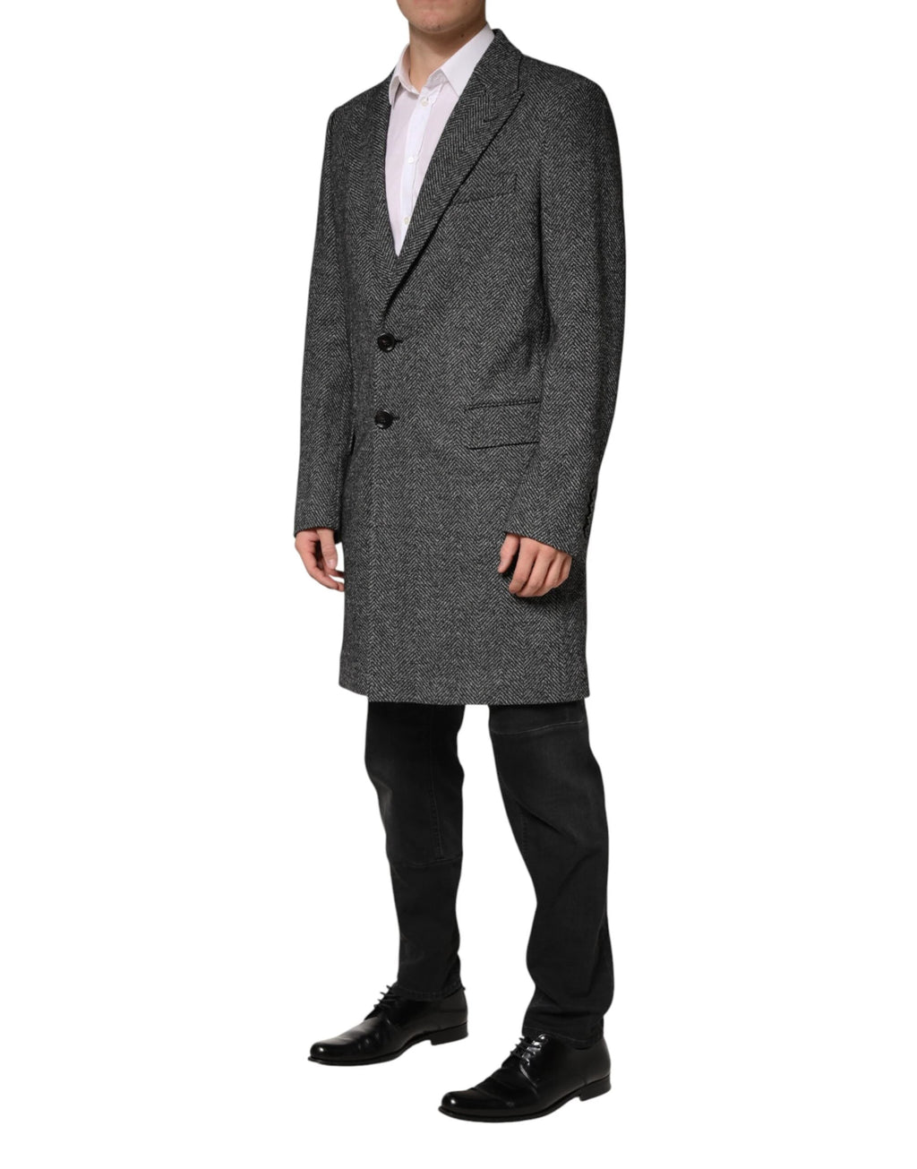 Dolce & Gabbana Gray Wool Blend Long Trench Coat Men Jacket by Dolce & Gabbana