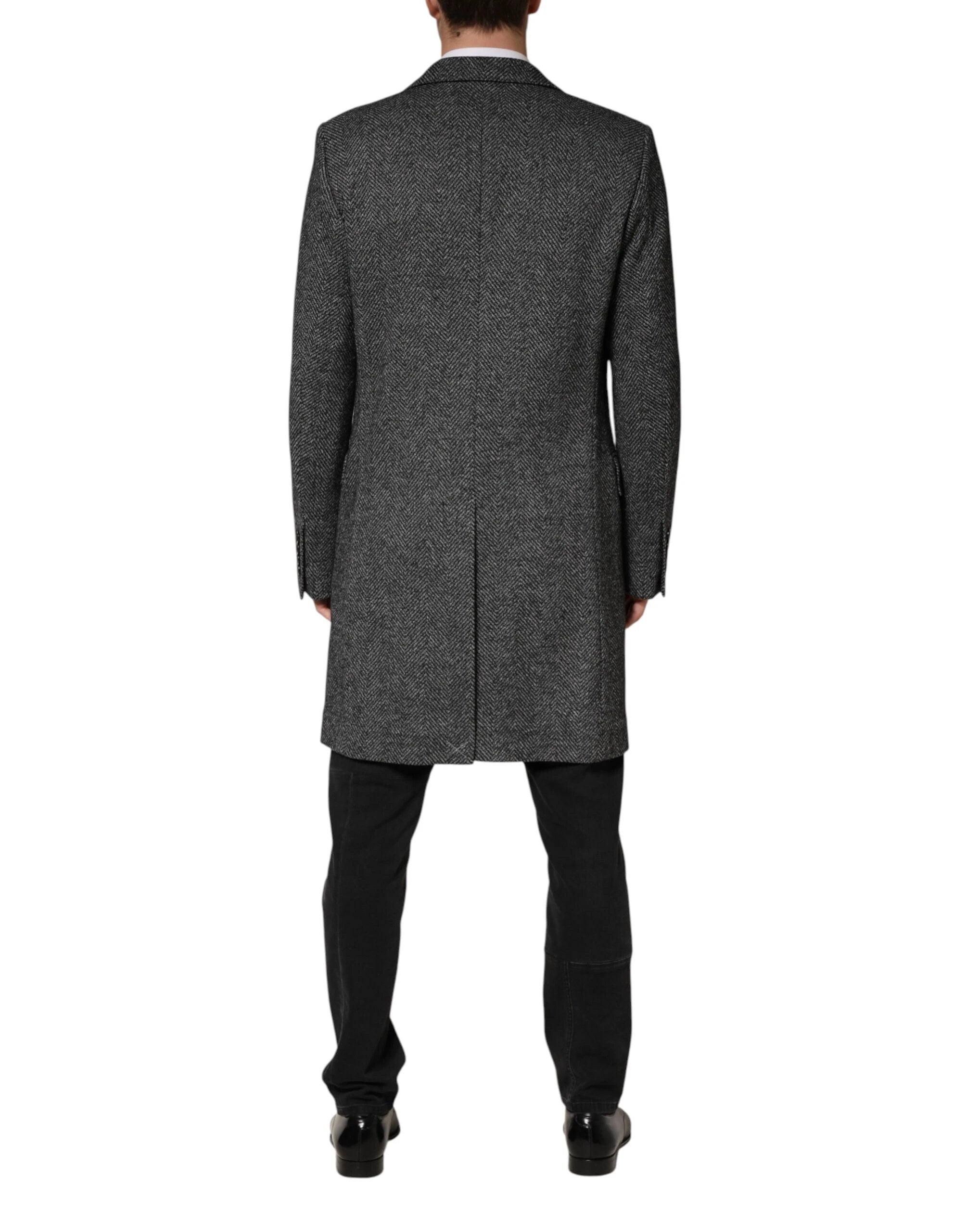 Dolce & Gabbana Gray Wool Blend Long Trench Coat Men Jacket by Dolce & Gabbana