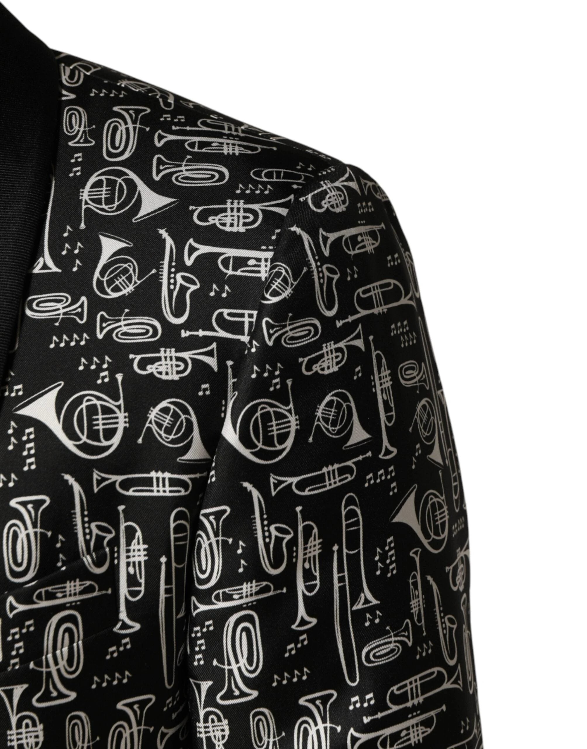 Dolce & Gabbana Black Jazz Club Silk Single Breasted Blazer by Dolce & Gabbana