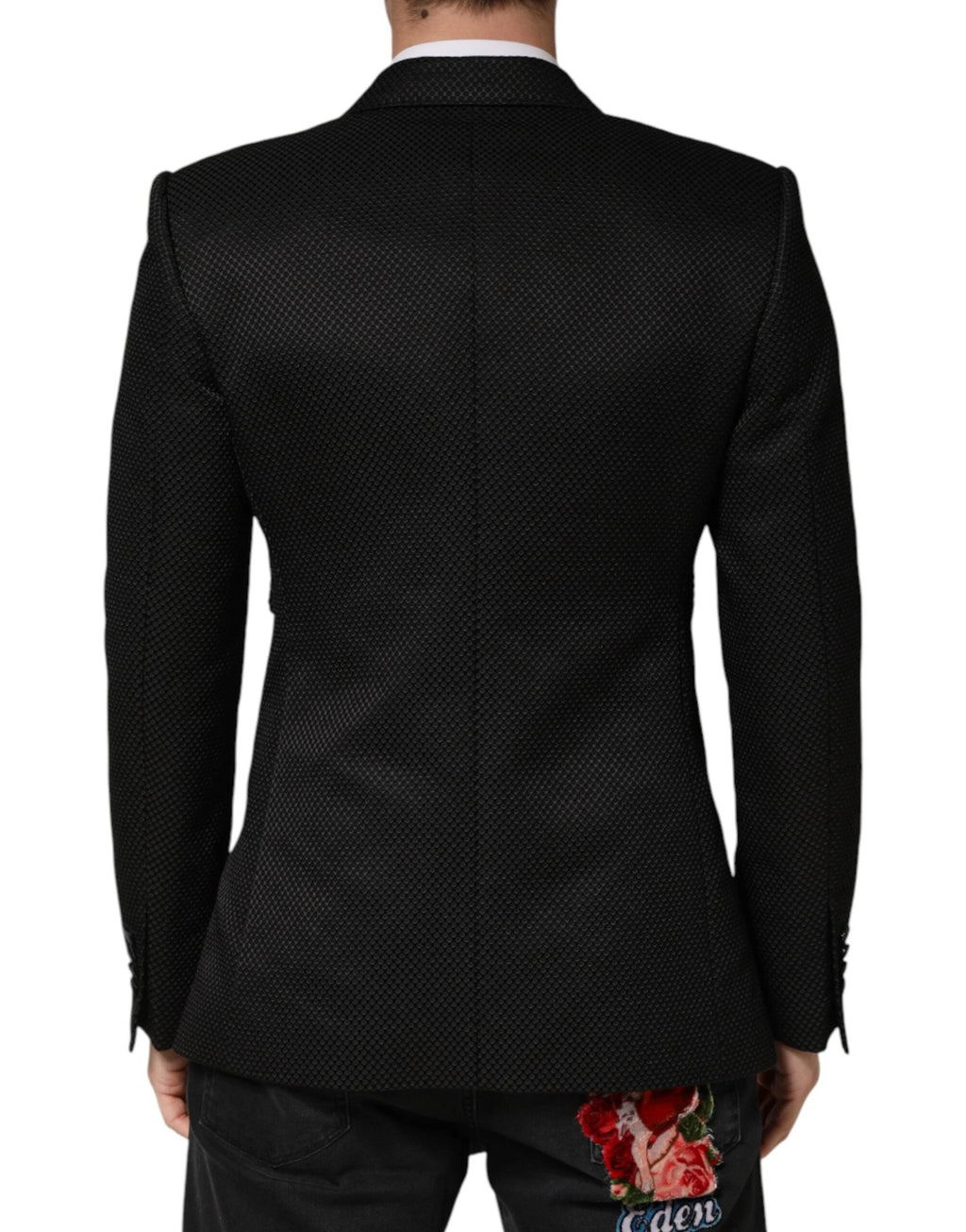Dolce & Gabbana Black Cotton Double Breasted 2 Button Blazer by Dolce & Gabbana