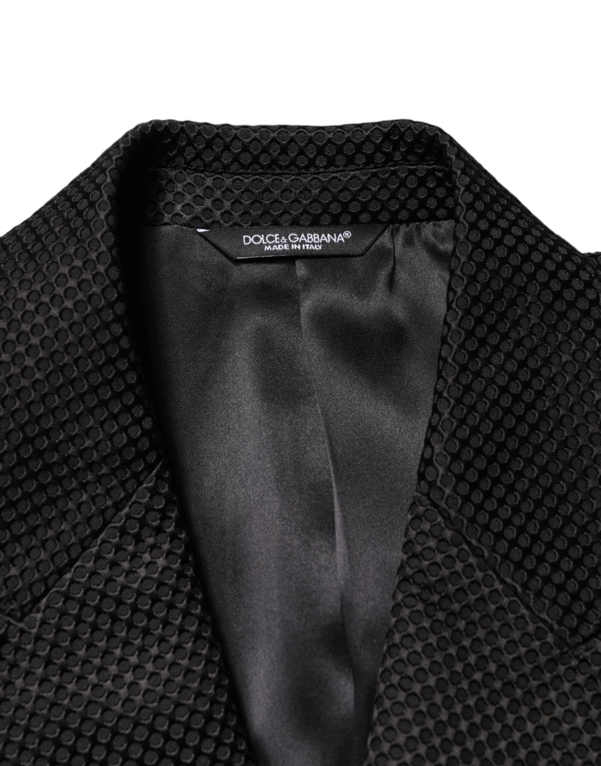 Dolce & Gabbana Black Cotton Double Breasted 2 Button Blazer by Dolce & Gabbana