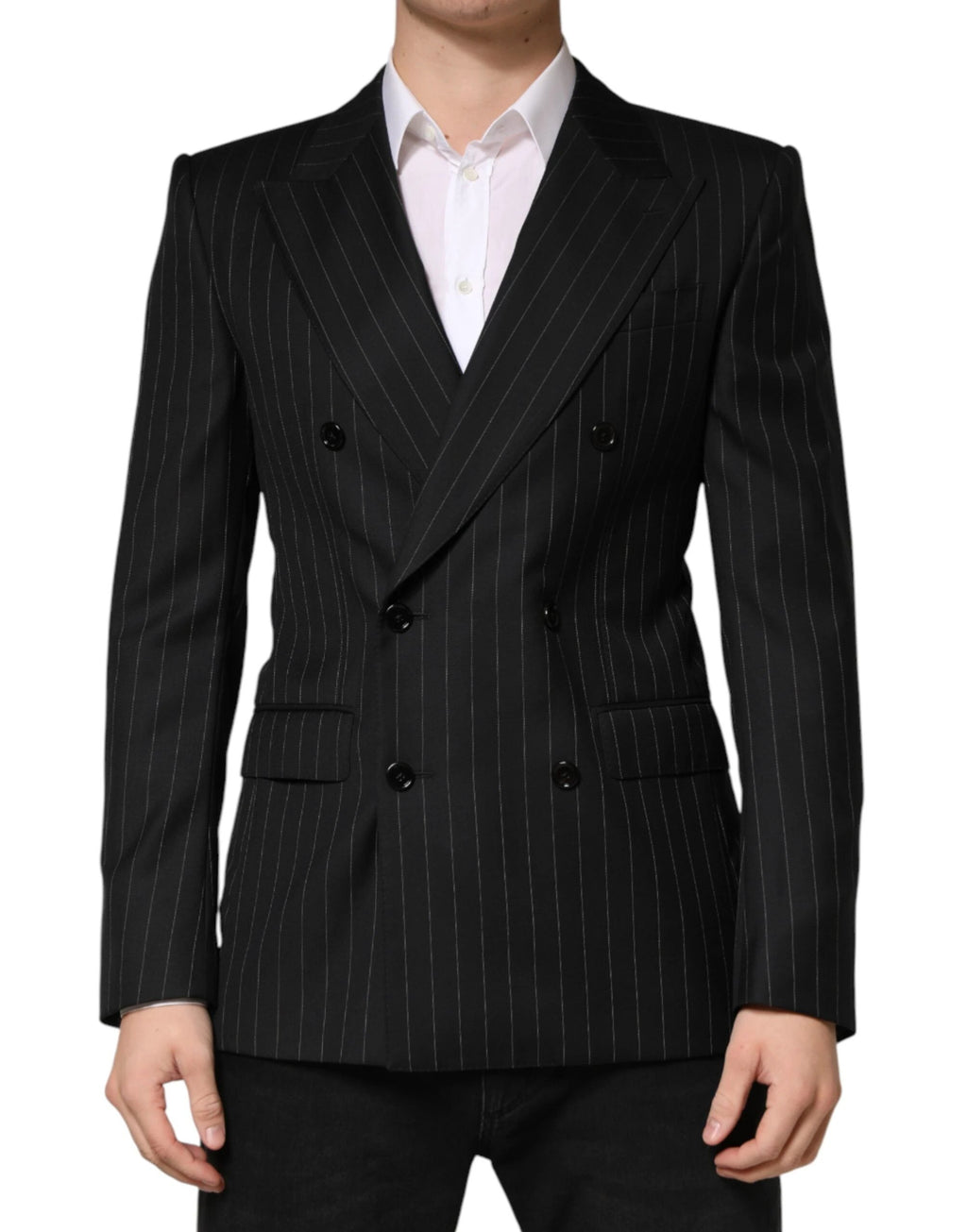 Dolce & Gabbana Black Stripes Double Breasted 2Button Blazer by Dolce & Gabbana