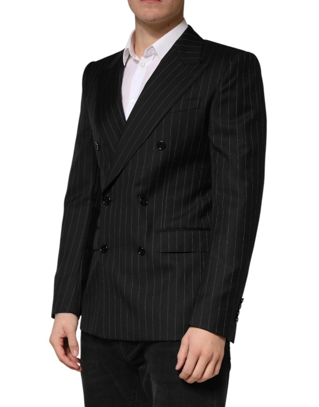 Dolce & Gabbana Black Stripes Double Breasted 2Button Blazer by Dolce & Gabbana